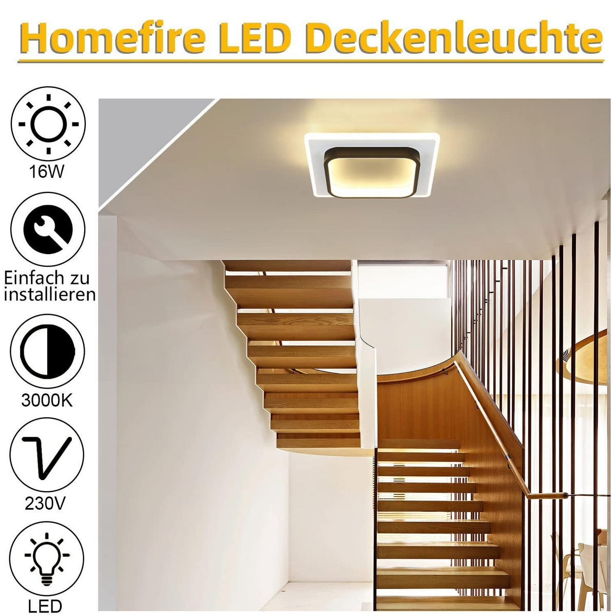 DECKENLEUCHTE Elarion 23.5/23.5/7 cm - Weiß, Metall (23.5/23.5/7cm) - ZMH