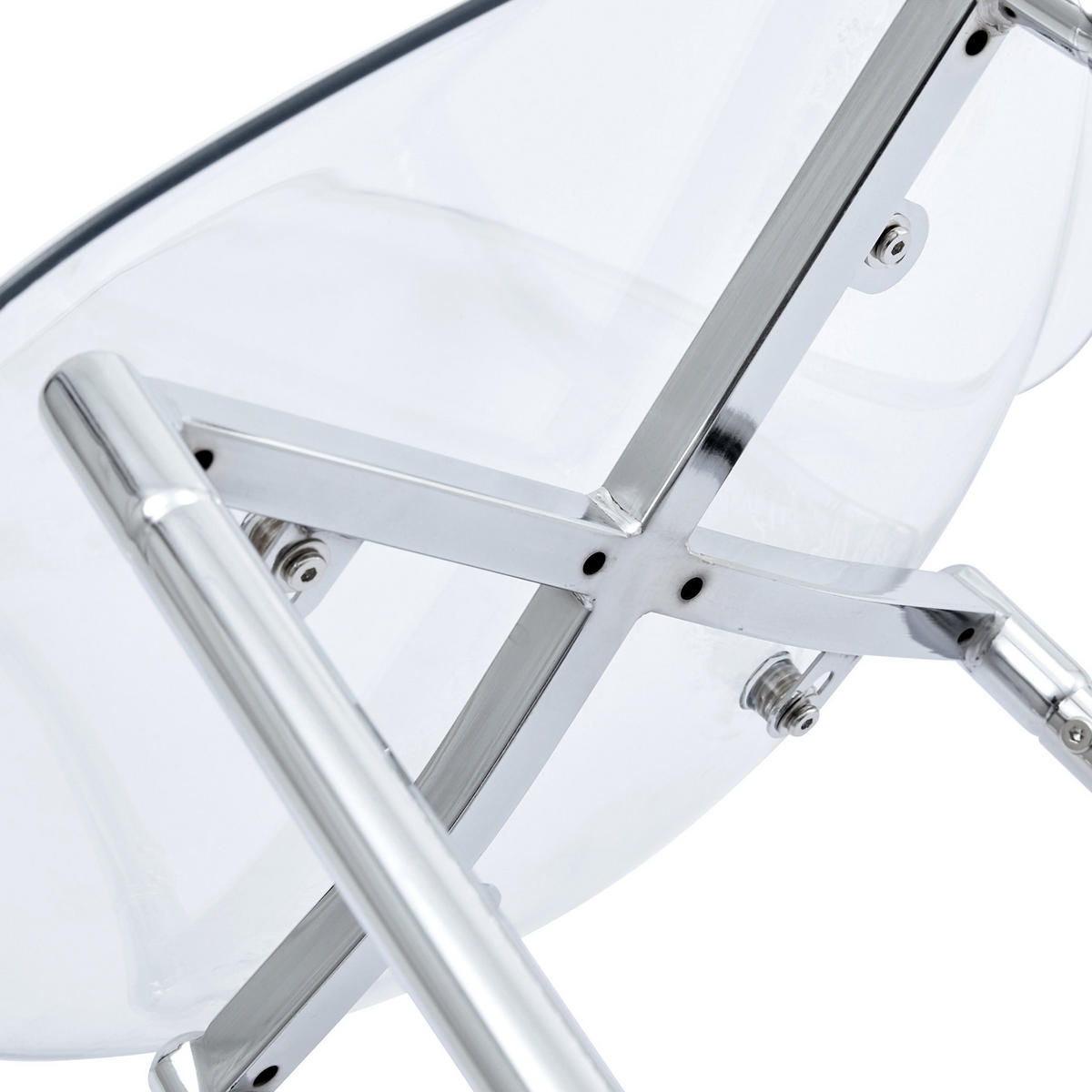 BARHOCKER mit transparentem Kunststoffsitz, silberfarbenem Metallgestell und Fußstütze - Silberfarben, Kunststoff (45/102/51cm) - MIVRAY