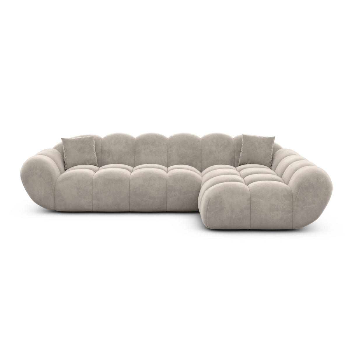 ECKSOFA Liva Sand Samtstoff L-Form Rechts - Sandfarben, Textil (160/265cm) - VAROYAL