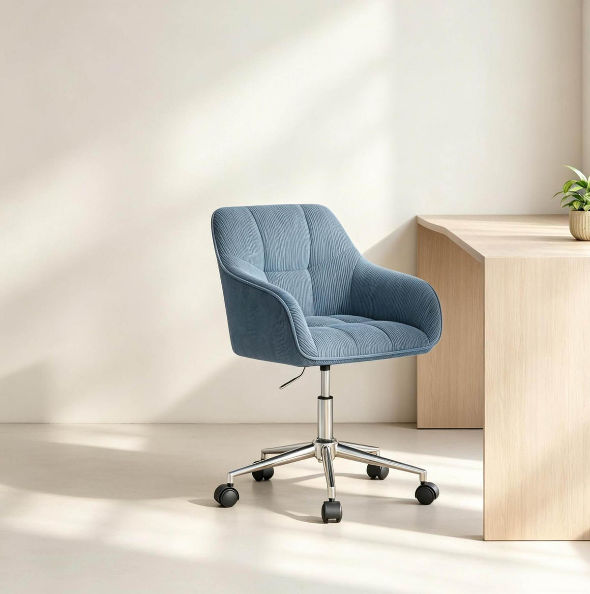 BÜROSTUHL in Blau 56x40x90 cm, höhenverstellbar und um 360° drehbar - Blau, Textil (40/90/56cm) - IVMEU