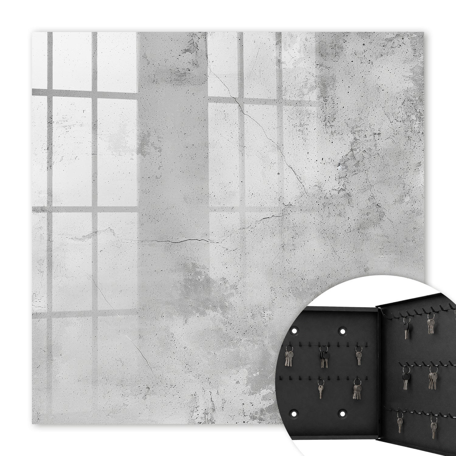 SCHLÜSSELBOX Schwarz 30x30 cm- Türöffnung nach rechts - Unverfälschte Eleganz - Grau, Metall (30/30/5cm) - TULUP