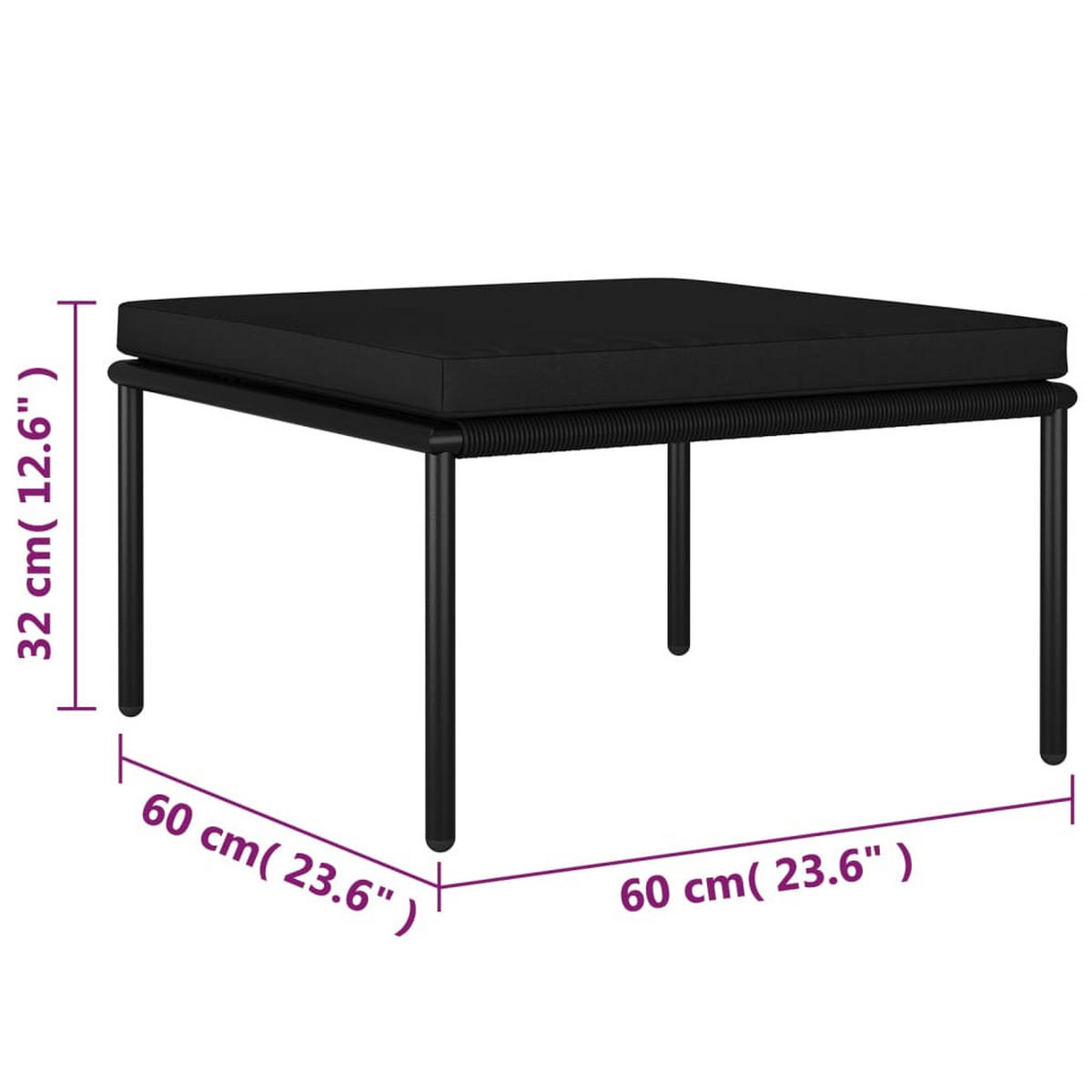 LOUNGEGARNITUR mit Kissen und 60 cm Glastisch, asu PVC und Stahl, in Schwarz und Anthrazit, 6-teiliges Set - Schwarz, Kunststoff - vidaXL