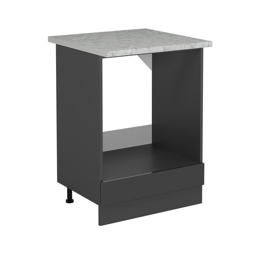 HERDUMBAUSCHRANK R-Line Anthrazit Hochglanz 60 cm AP Marmor - Schwarz Hochglanz/Anthrazit, Holzwerkstoff (60/81.6/60cm) - Vicco