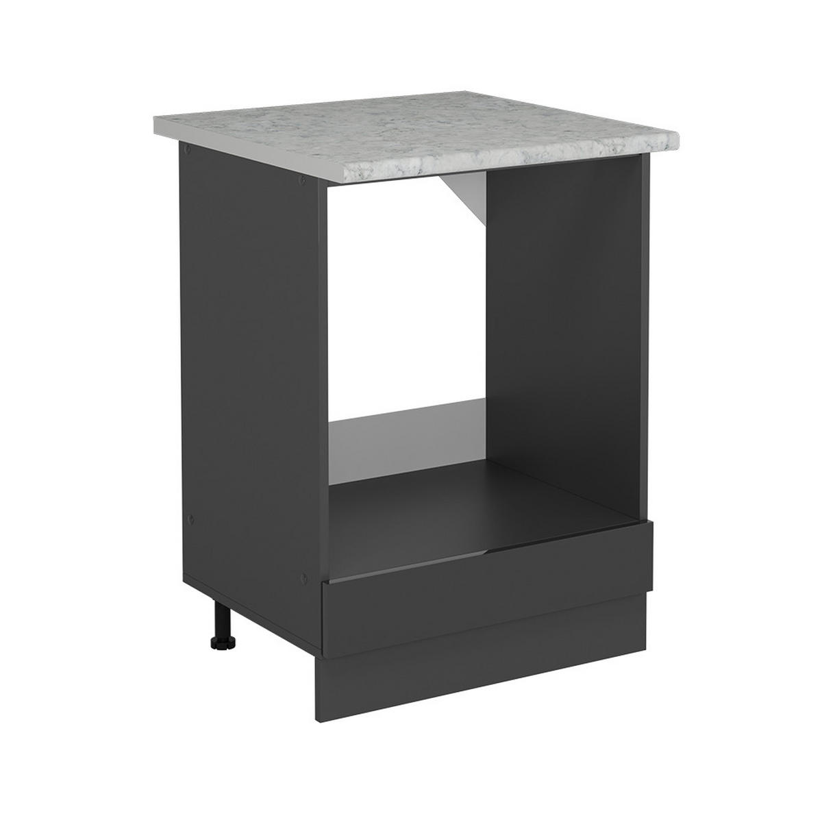 HERDUMBAUSCHRANK R-Line Anthrazit Hochglanz 60 cm AP Marmor - Schwarz Hochglanz/Anthrazit, Holzwerkstoff (60/81.6/60cm) - Vicco