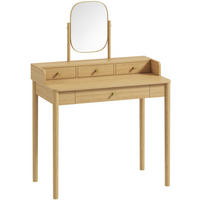 FRISIERTISCH MDF Eiche - Eichefarben/Goldfarben, Holz/Holzwerkstoff (50/127.5/90cm) - HOMCOM