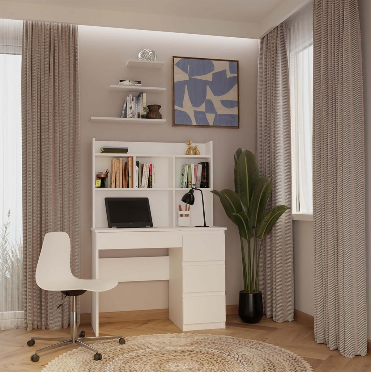 SCHREIBTISCH Weiß 98/146/52 - Weiß, Holzwerkstoff (52/98/146cm) - RAUMHIRSCH FURNITURE