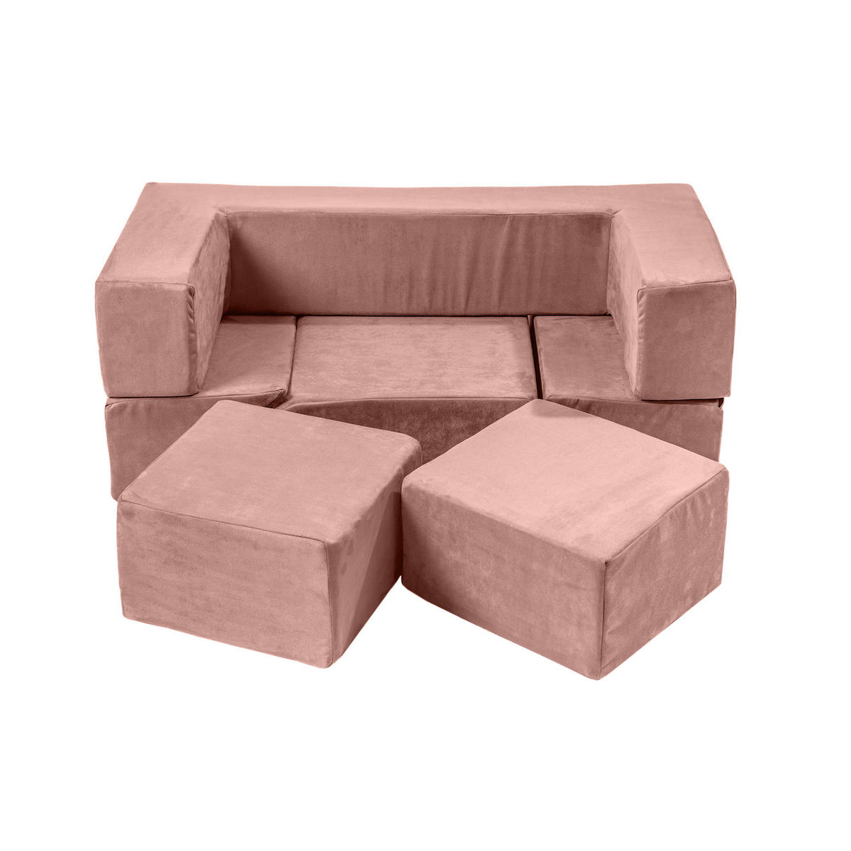 KINDERSOFA, Modulares Sofa für Kinder, Samt, Rosa - Rosa, Textil (35/100/40cm) - MeowBaby