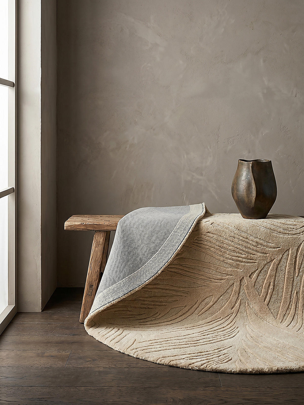 WOLLTEPPICH LEVEN Ø 160 cm - Beige, Textil (160/160cm) - KADIMA DESIGN
