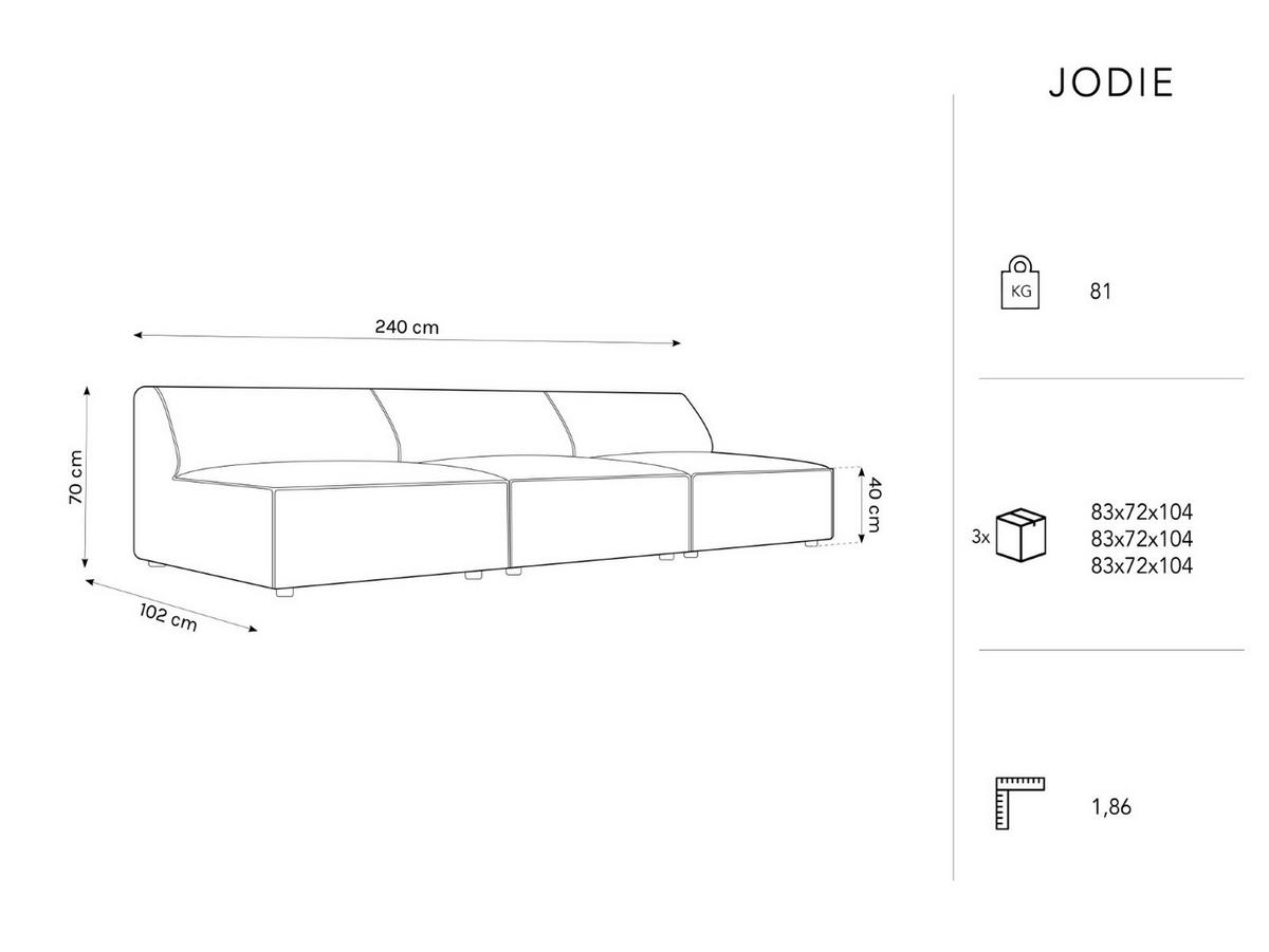 SOFA Jodie aus Samt leichtes beige 3 Sitzplätze - Beige, Textil (240/70/102cm) - Micadoni