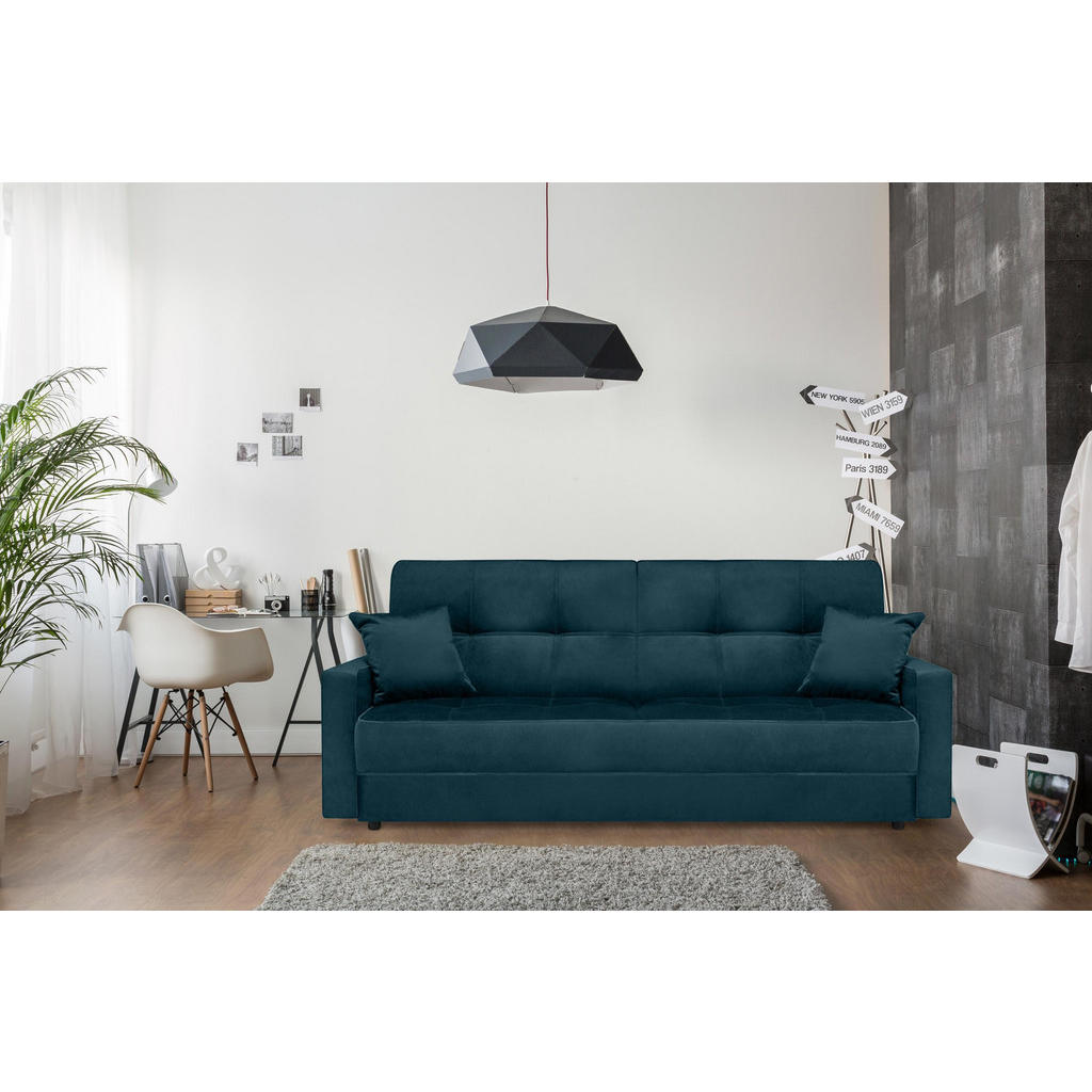Thumbnail - Konsimo® Schlafsofa, Türkis, Textil, 219x90x90 cm, Wohnzimmer, Sofas & Couches, Schlafsofas