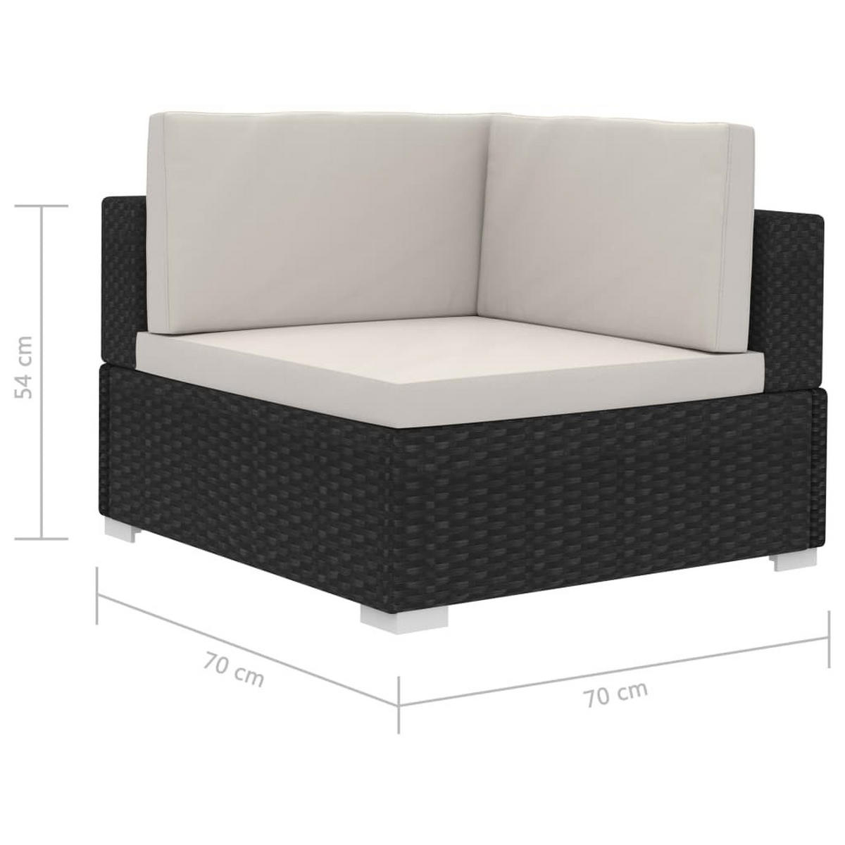 GARTENSOFA KYZO 70/54/70 cm （2-SITZER） - Schwarz, Holz (70/54/70cm) - ZMH