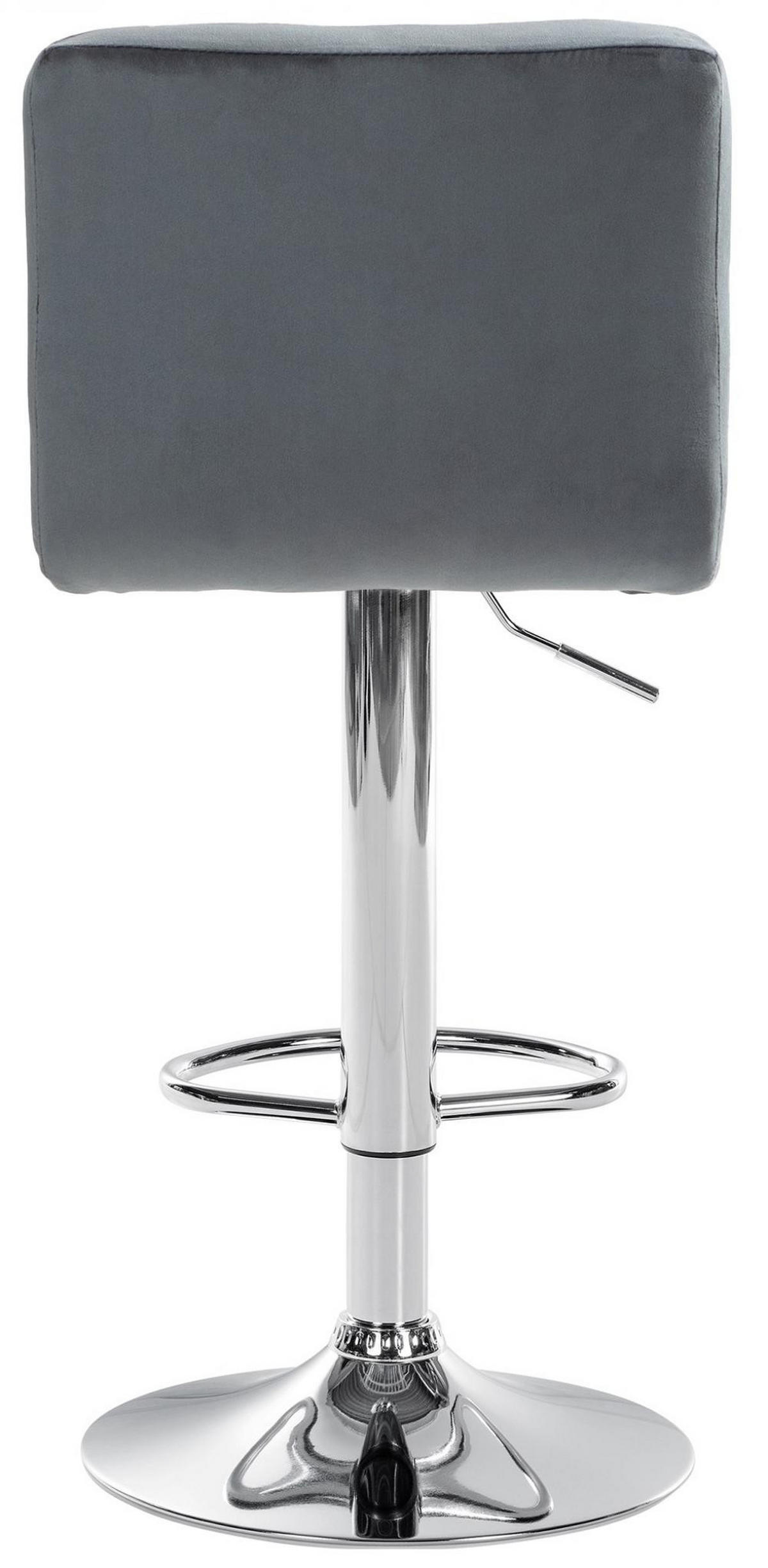 BARHOCKER Samt dunkelgrau - Chromfarben/Dunkelgrau, Textil/Metall (46/94/47cm) - CLP