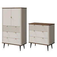 WOHNZIMMER-SET Marly 2-tlg Kaschmir / Walnuss - Kaschmir/Beige, Holz/Holzwerkstoff (180/163/40cm) - Feldmann-Wohnen