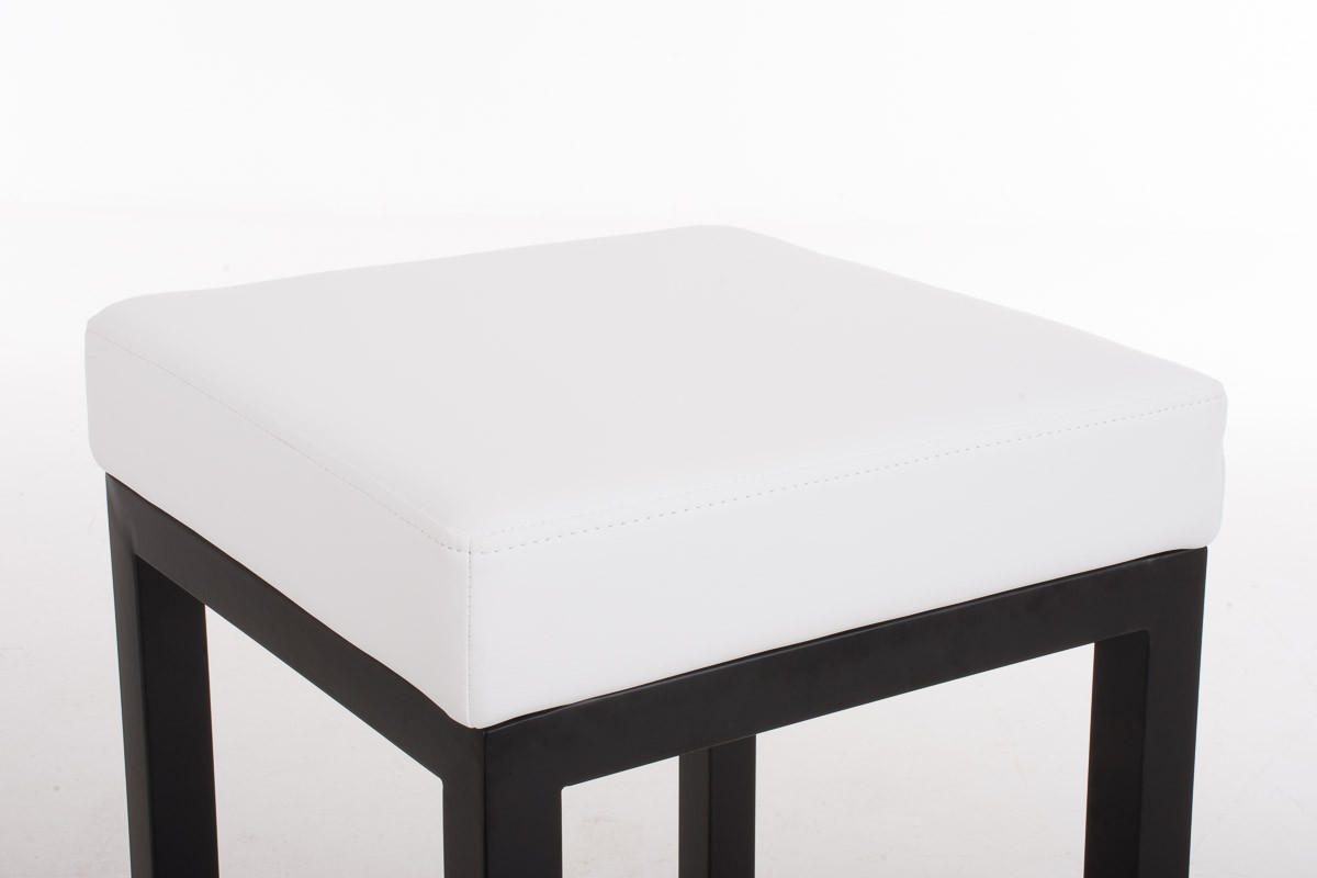 BARHOCKER KIEL Weiß Kunstleder Stahl 80 cm Höhe - Weiß, Leder/Metall (41/80/41cm) - DELUKE