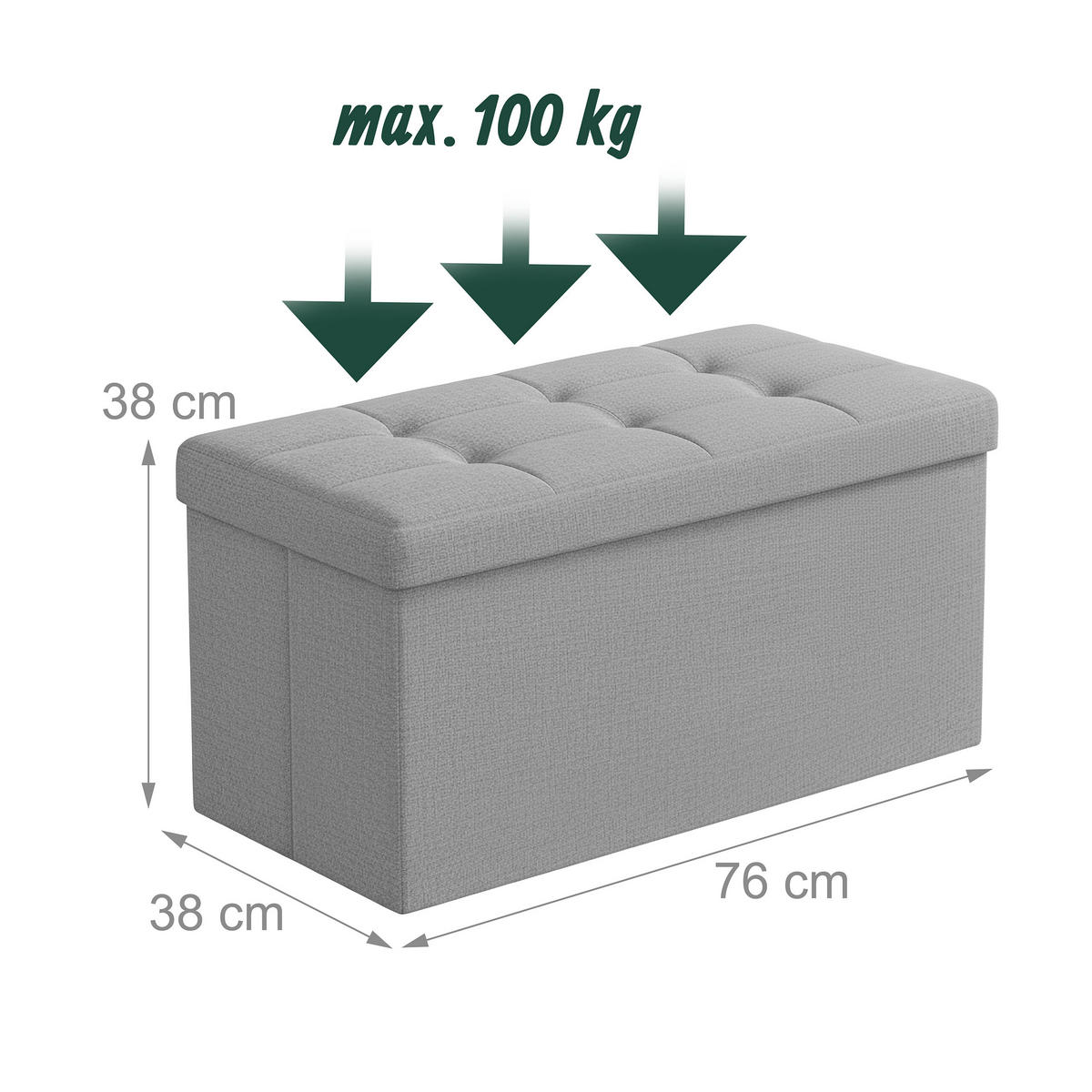 KLOP za sedenje - siva, tekstil/leseni material (76/38/38cm) - Relaxdays