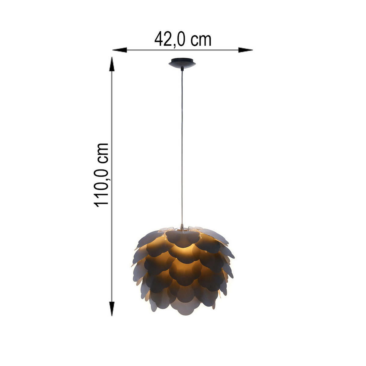 HÄNGELEUCHTE Stahl Anthrazit Blätter Design - Anthrazit, Metall (42/42/110cm)