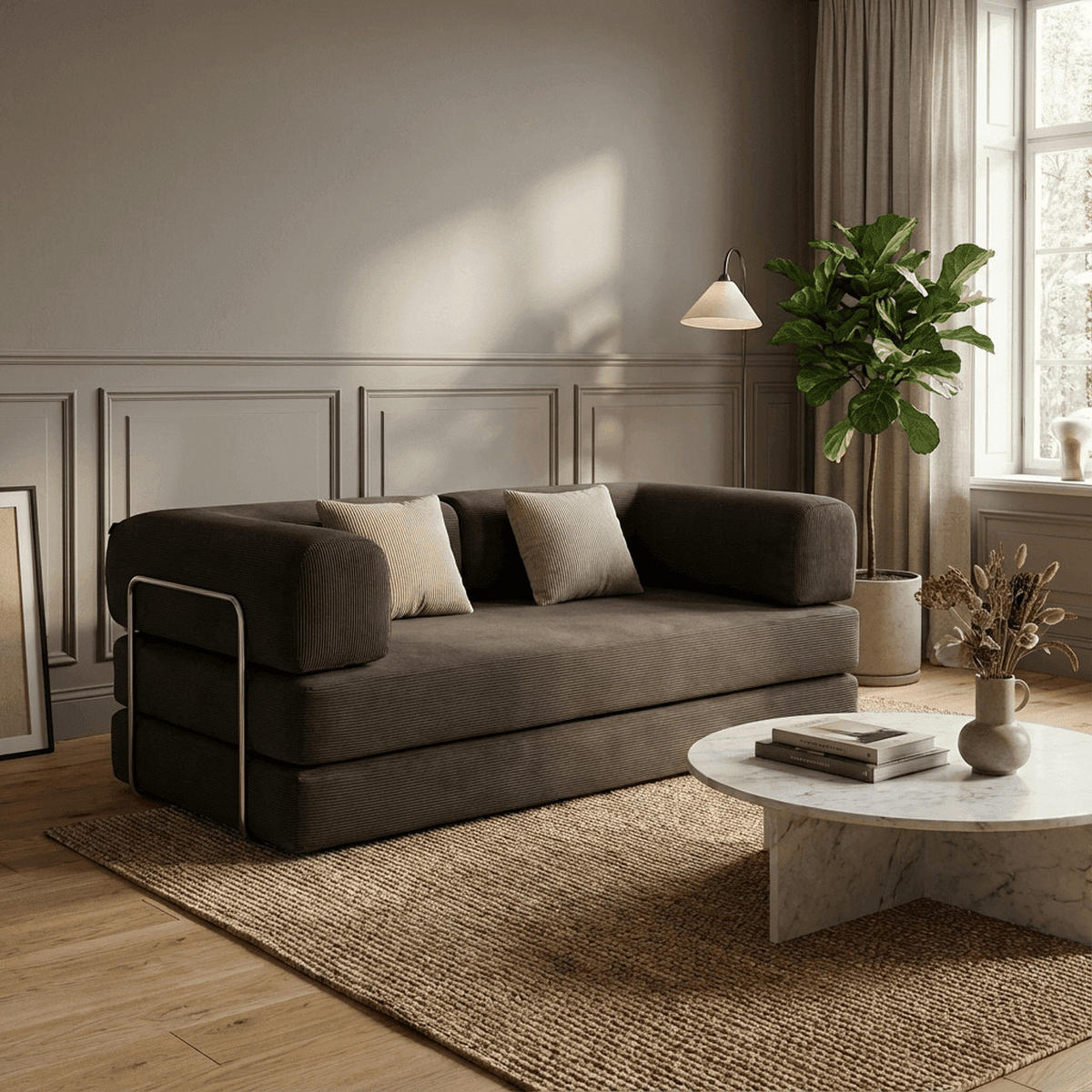 SCHLAFSOFA Kaia Schokolade Samt - Dunkelbraun, Textil (180/70/100cm) - COCO Living