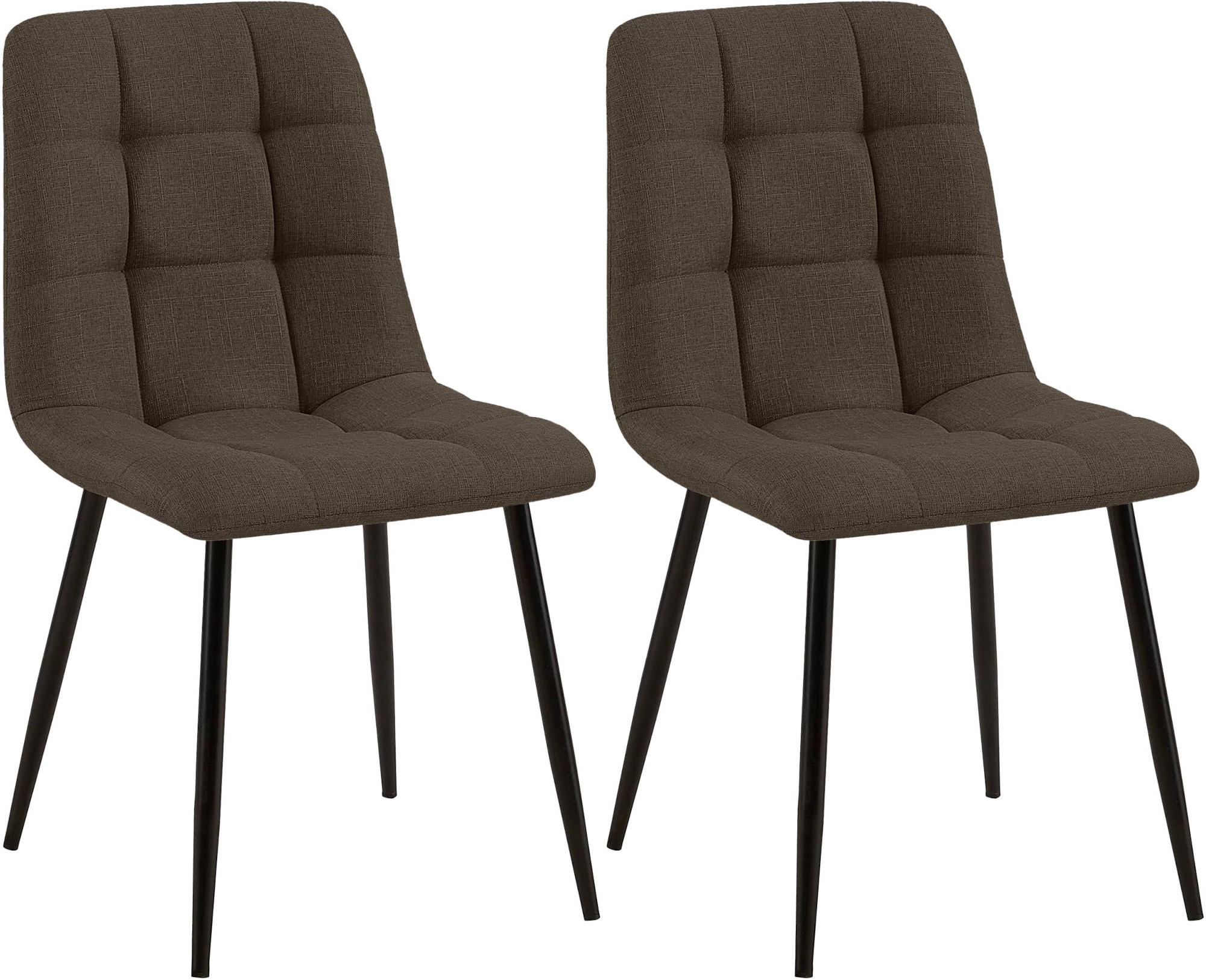 STUHL 2er Set Stoff Braun - Schwarz/Braun, Textil/Metall (45/84/55cm) - CLP