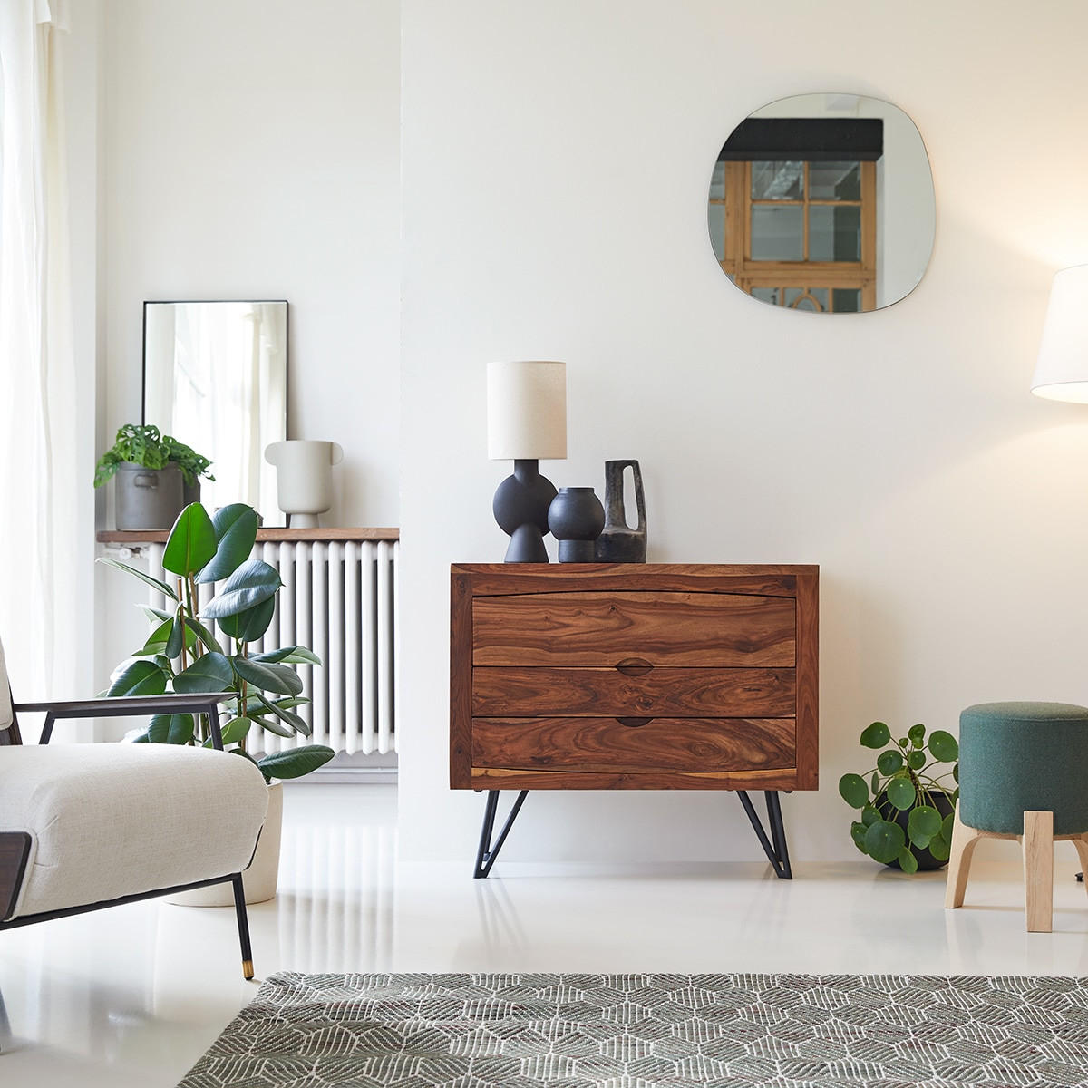 KOMMODE Bonnie Braun aus Palisander - Braun, Holz (90/77/40cm) - Tikamoon