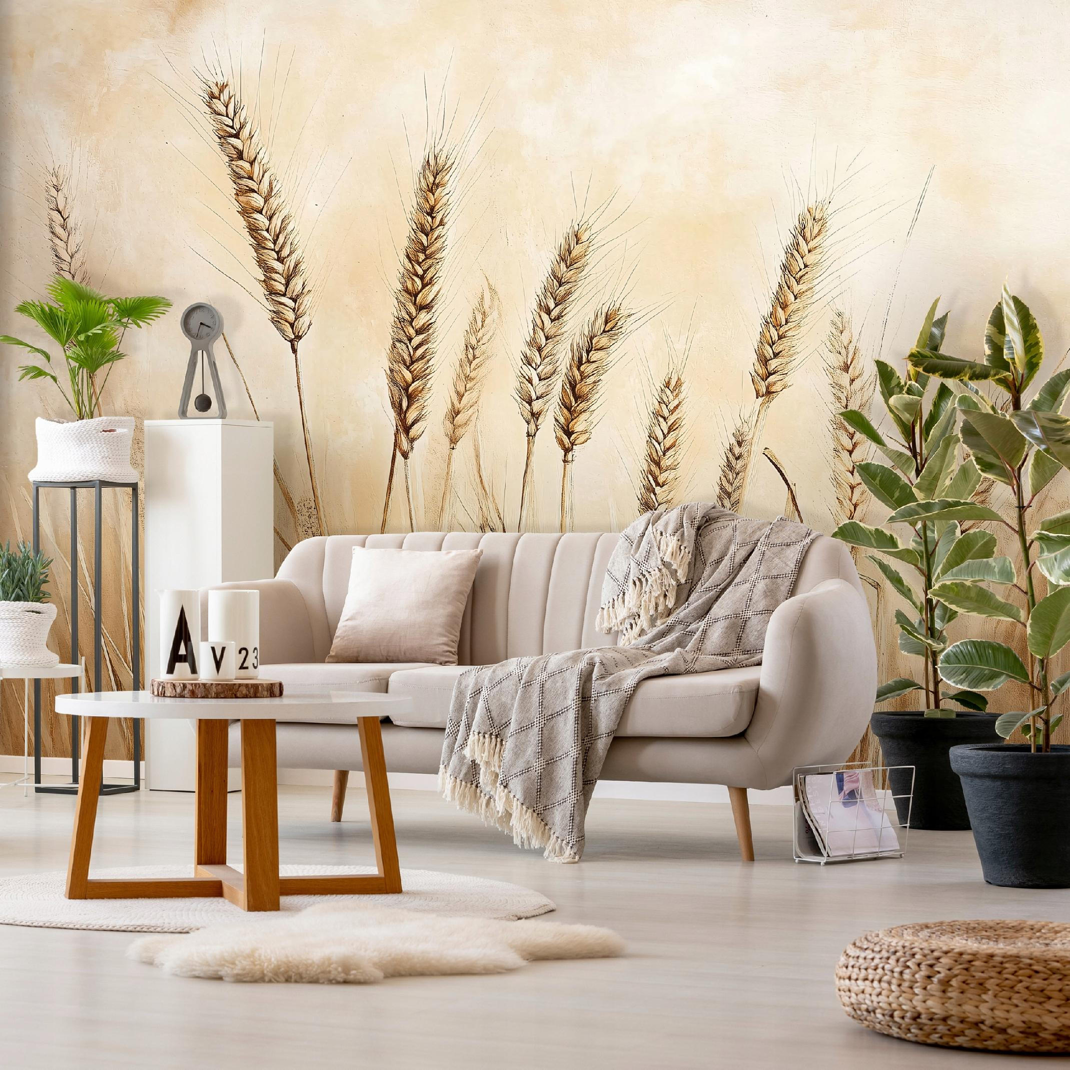 FOTOTAPETE Boho Beige Tapete Wohnzimmer Schlafzimmer 200x140 - Multicolor, Papier (200/140cm) - Wallarena