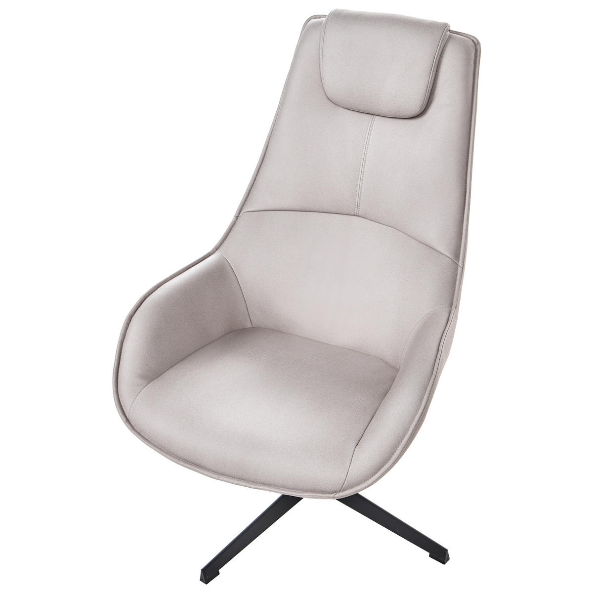 DREHSESSEL Stoff Hellgrau Hauge - Hellgrau, Textil (65/98/82cm) - Beliani