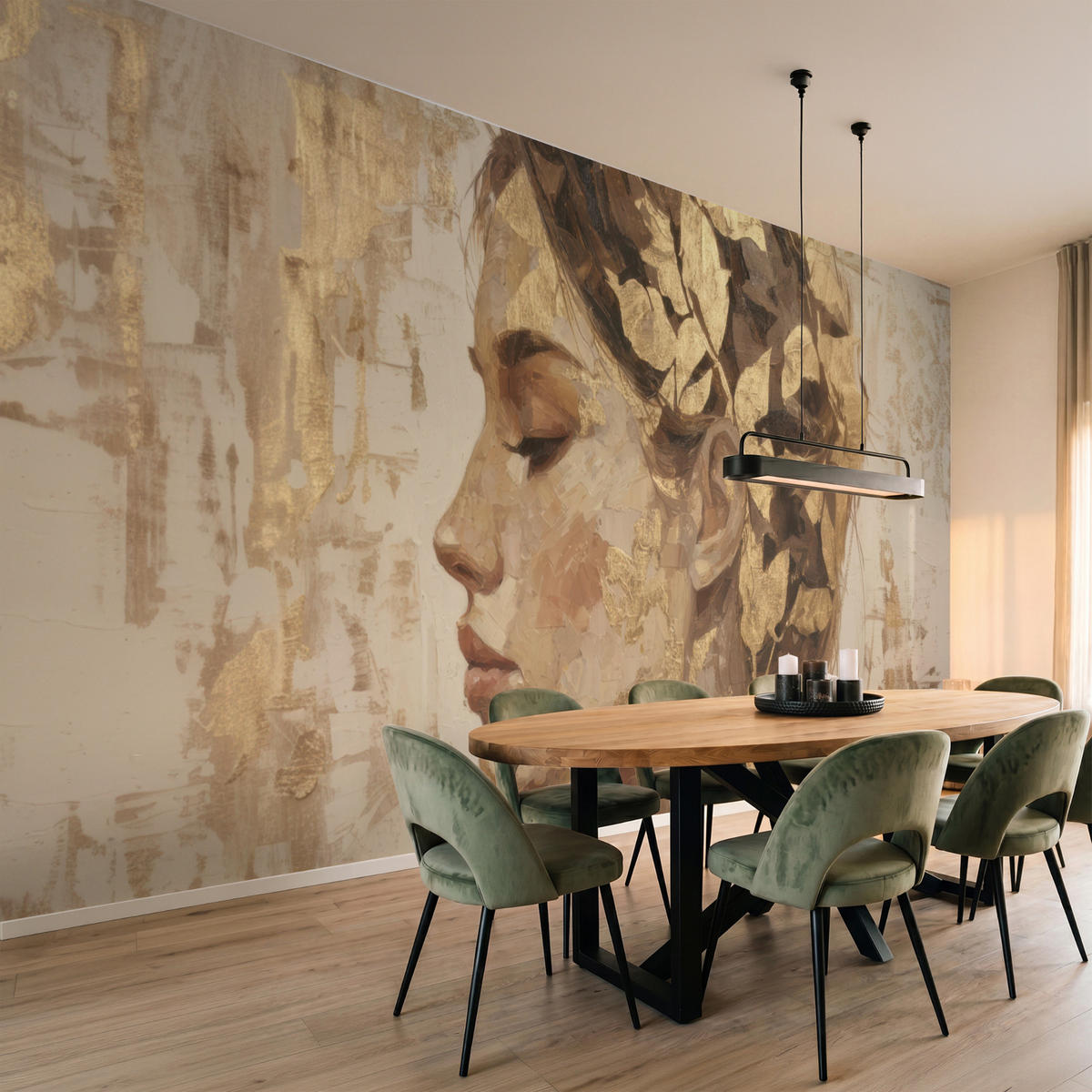 TAPETE - Frau - Gold - Abstrakt - Textur - 500x200 cm - Goldfarben, Papier (500/200cm) - OnlyWow