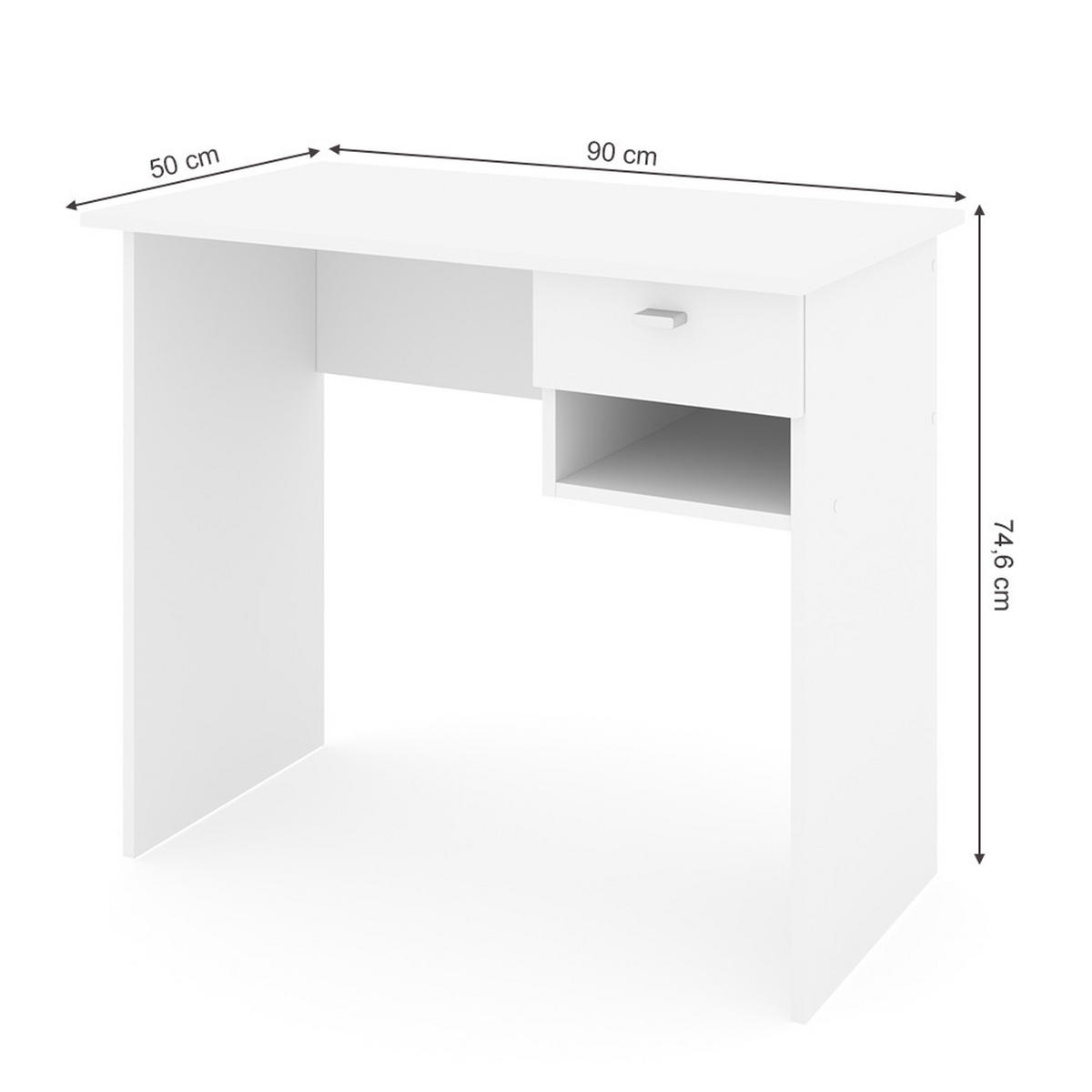 SCHREIBTISCH Colin Weiß 90 x 50 cm - Weiß, Holzwerkstoff (50/90/74.6cm) - Vicco