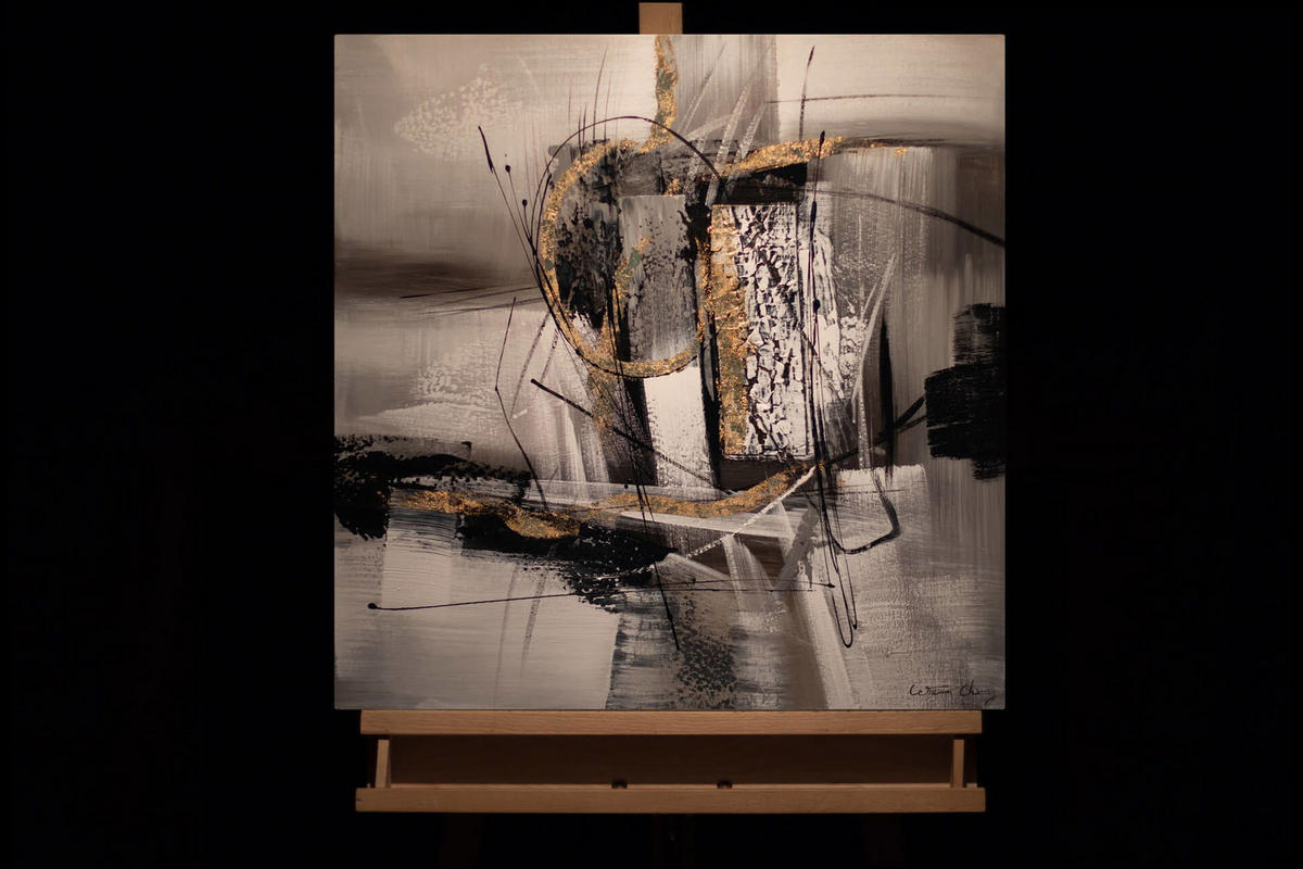 ACRYLBILD HANDGEMALT 60/60 cm - Grau, Holz/Textil (60/60cm) - KUNSTLOFT