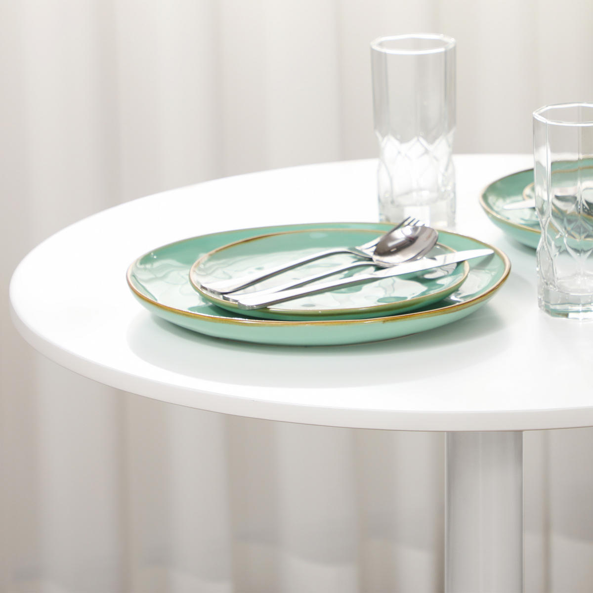 ESSTISCH Runder Küchentisch, Rutschfester Esszimmertisch für 2 Personen Weiß - Weiß, Kunststoff (70/70/75cm) - HOMCOM