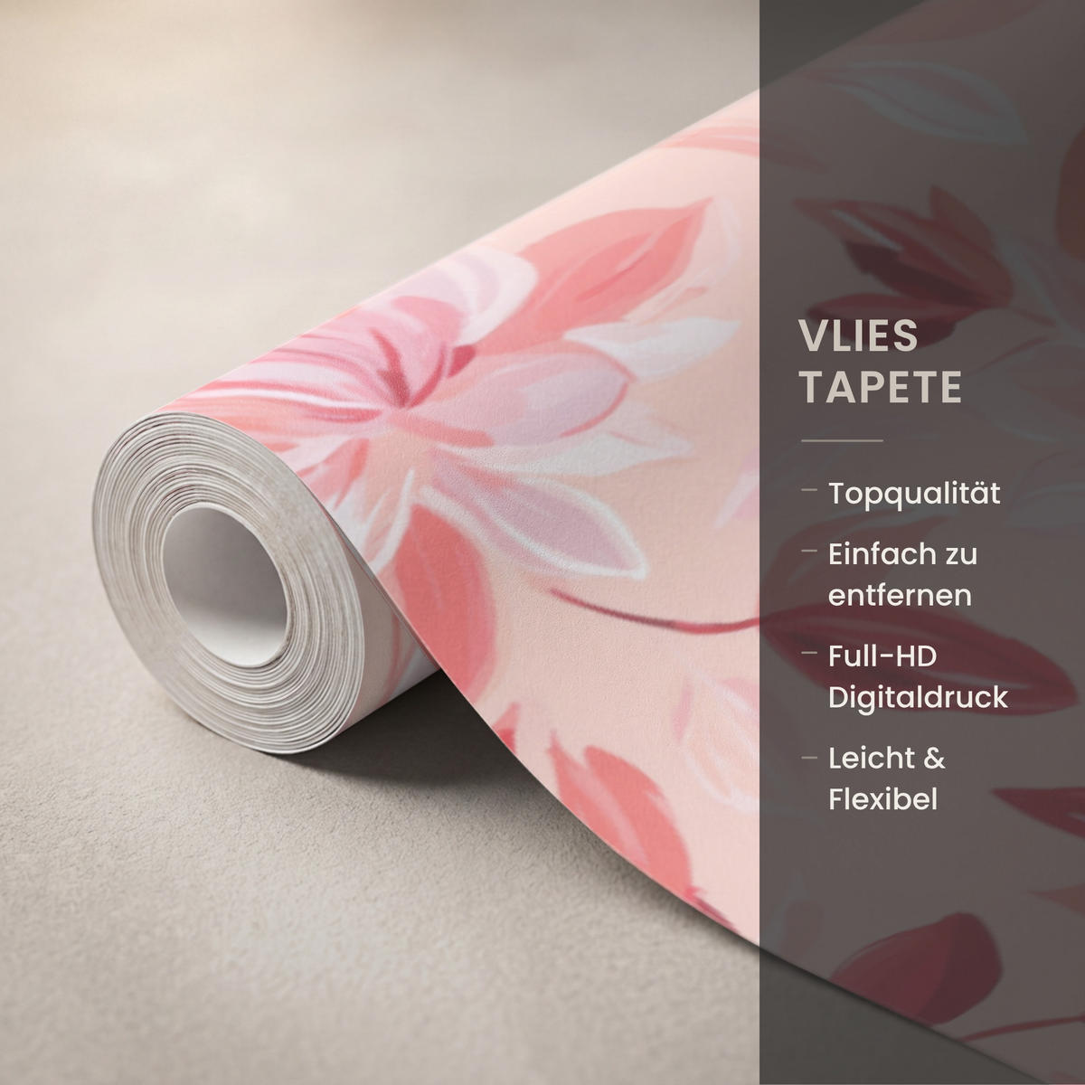 TAPETE - Botanisch - Blumen - Rot - 450x280 cm - Koralle, Papier (450/280cm) - OnlyWow