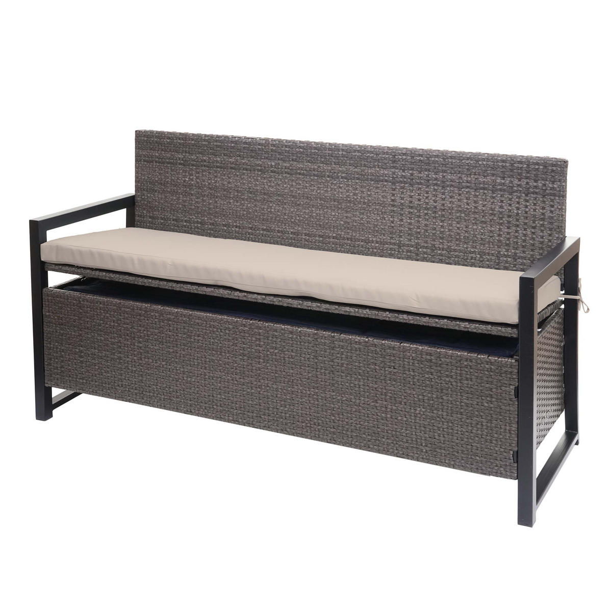 POLY-RATTAN 3ER SITZBANK Grau, Beige - Beige/Grau, Kunststoff (164/87/57cm) - MCW