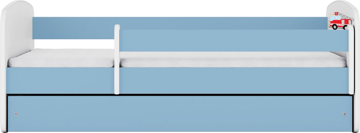 KINDERBETT Emily mit Schublade und Matratze, Blau 70x140 cm - Blau/Rot, Holzwerkstoff (140/70cm) - WFL GROUP