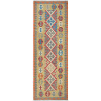 KELIM-LÄUFER handgewebt Gashgai Rot 245/86 cm Schurwolle - Rot, Textil (86/245cm) - Looma