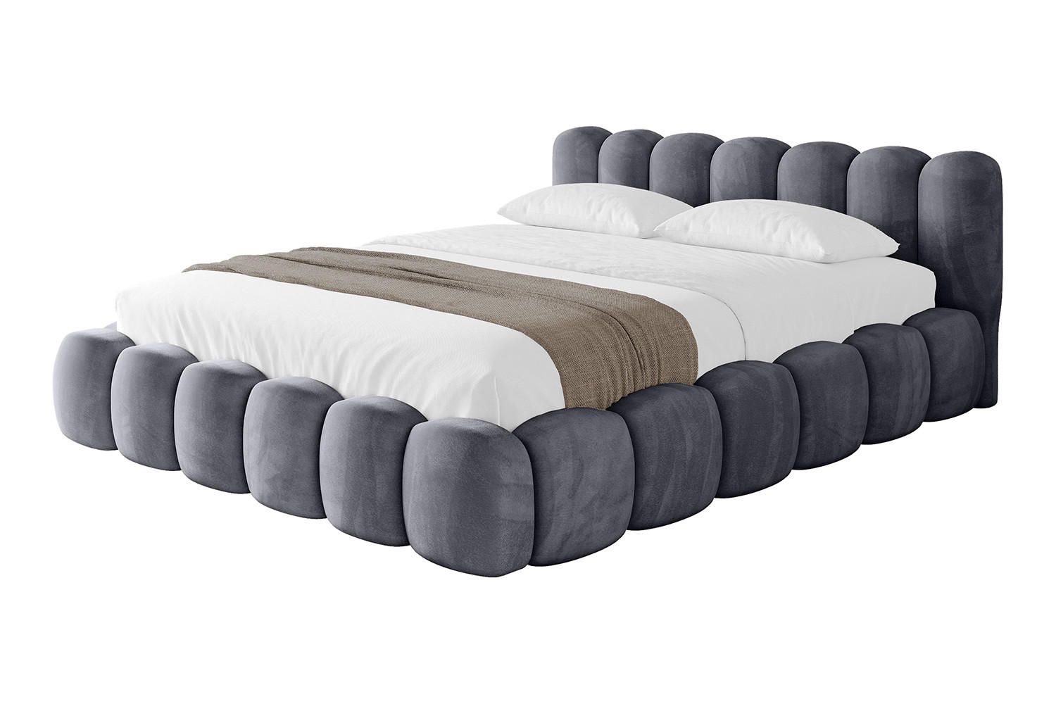 POLSTERBETT mit Bettkasten und Lattenrost, Boxbett ohne Matratze - SENA-v1 120x200 Dunkelgrau - Dunkelgrau, Holzwerkstoff/Textil (120/200cm) - ALTDECOR