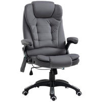 MASSAGE-BÜROSTUHL mit Wippfunktion, Schreibtischstuhl mit Heizfunktion, Grau - Dunkelgrau/Schwarz, Kunststoff/Textil (74/116/67cm) - Vinsetto