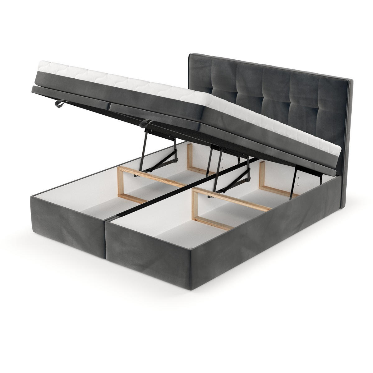 BOXBETT Arivo 140/200 cm Anthrazit im Paros Stoff - Anthrazit/Schwarz, Holz/Holzwerkstoff (140/200cm) - AltaBeds