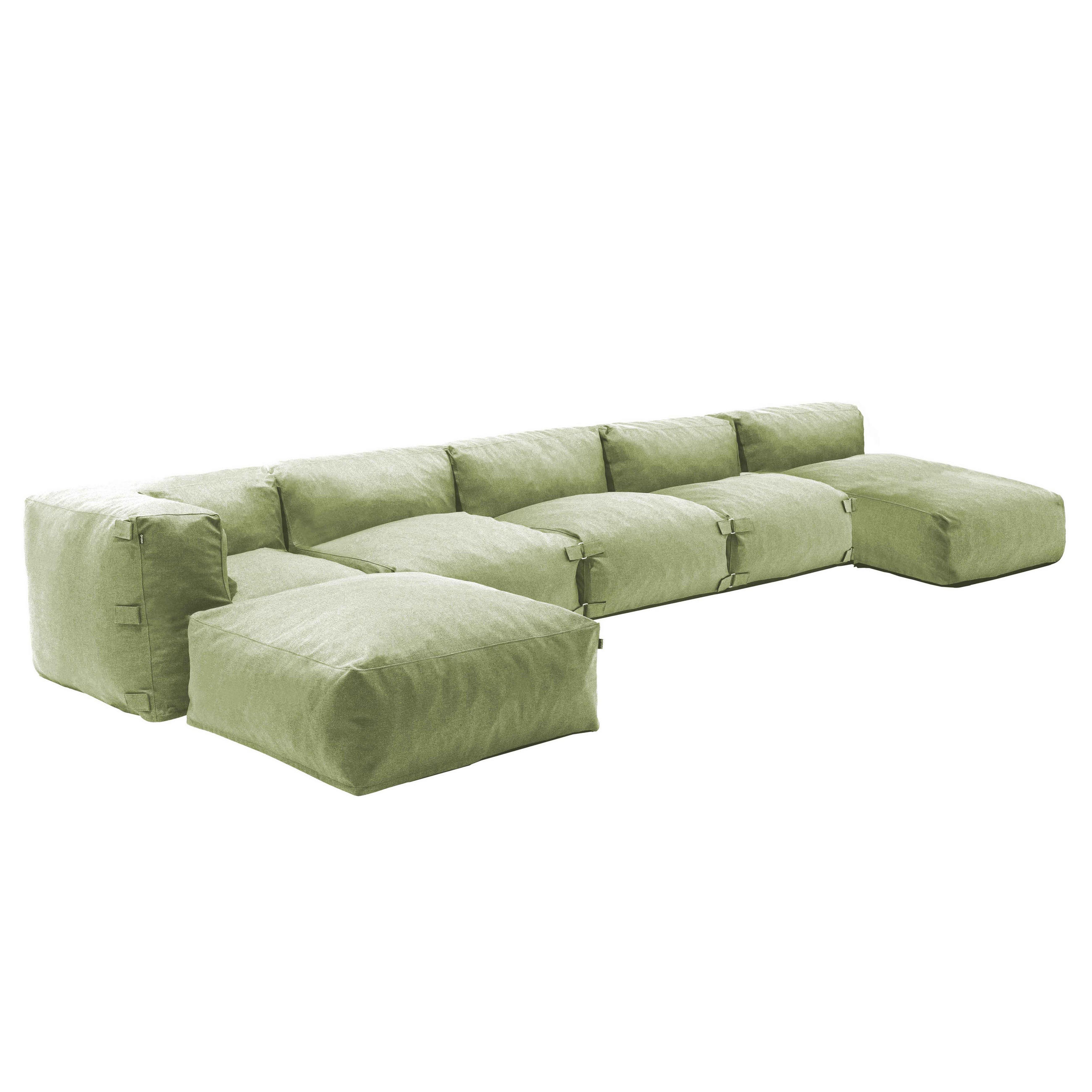 GARTENSOFA 6-tlg., Kaktusgrünen - Grün, Textil (85/65/160cm) - Oviala