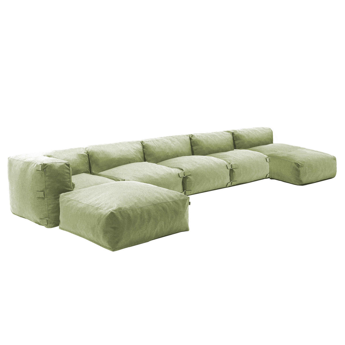 GARTENSOFA 6-tlg., Kaktusgrünen - Grün, Textil (85/65/160cm) - Oviala