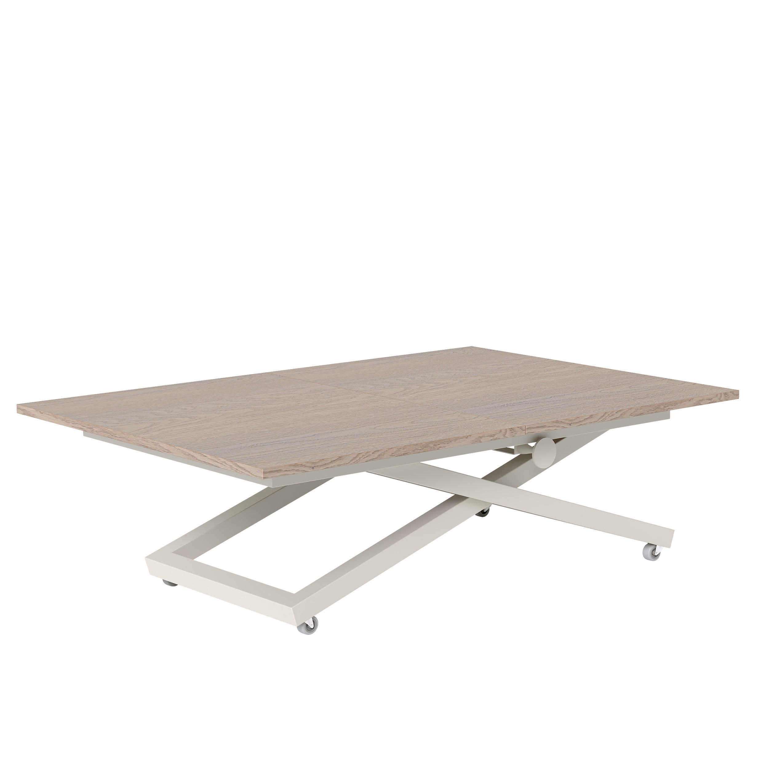 COUCHTISCH ARIA 120-160/80 cm, Höhenverstellbar, Kaschmir / Cremona Cannolo (Cremefarben) - Kaschmir/Creme, Holzwerkstoff/Metall (120/80/38cm) - Idohome