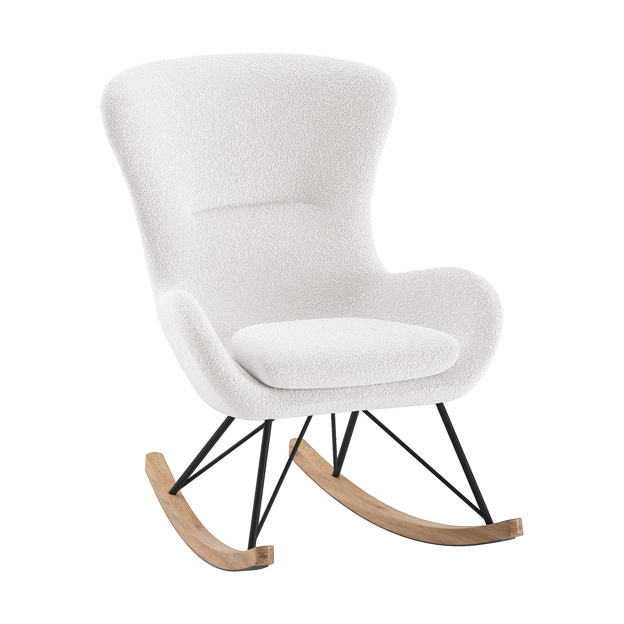 SCHAUKELSTUHL Katreena 76x110x101 Bouclé Creme/Schwarz/Natur - Creme/Schwarz, Metall (76/101/110cm) - 58aufmkessel