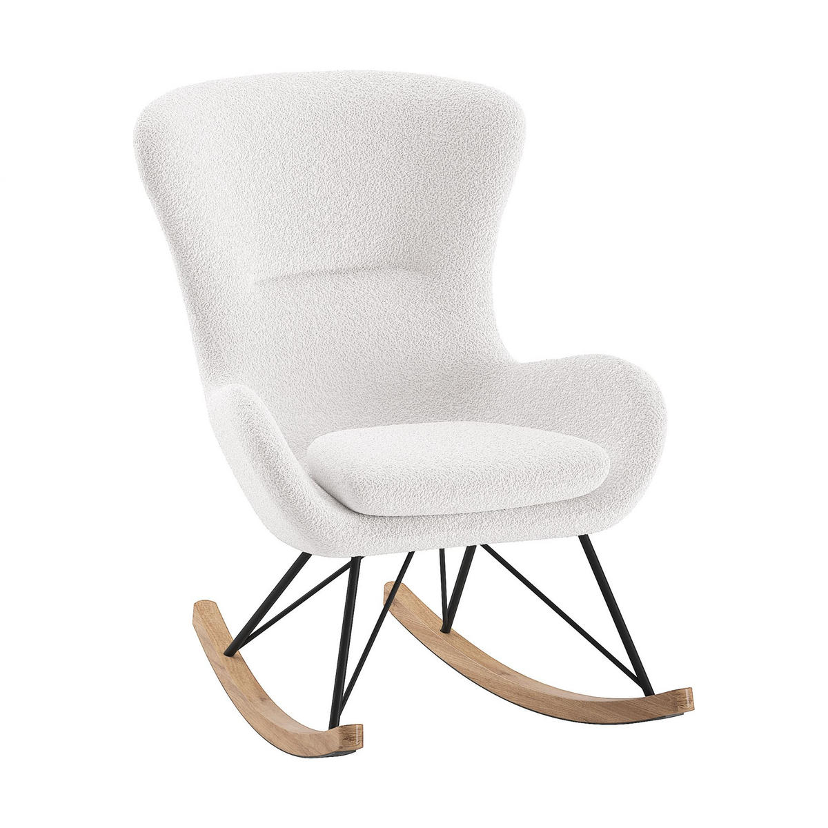 SCHAUKELSTUHL Katreena 76x110x101 Bouclé Creme/Schwarz/Natur - Creme/Schwarz, Metall (76/101/110cm) - 58aufmkessel