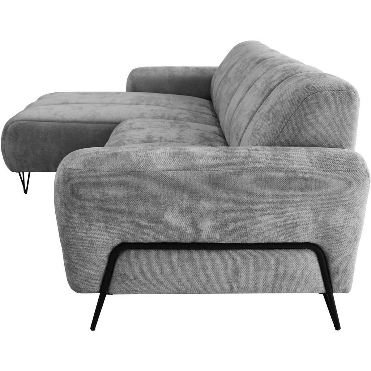 ECKSOFA Volare Mini ohne Schlaffunktion grau links, Vega-Stoff - Schwarz/Grau, Textil/Metall (256/165cm) - Beautysofa