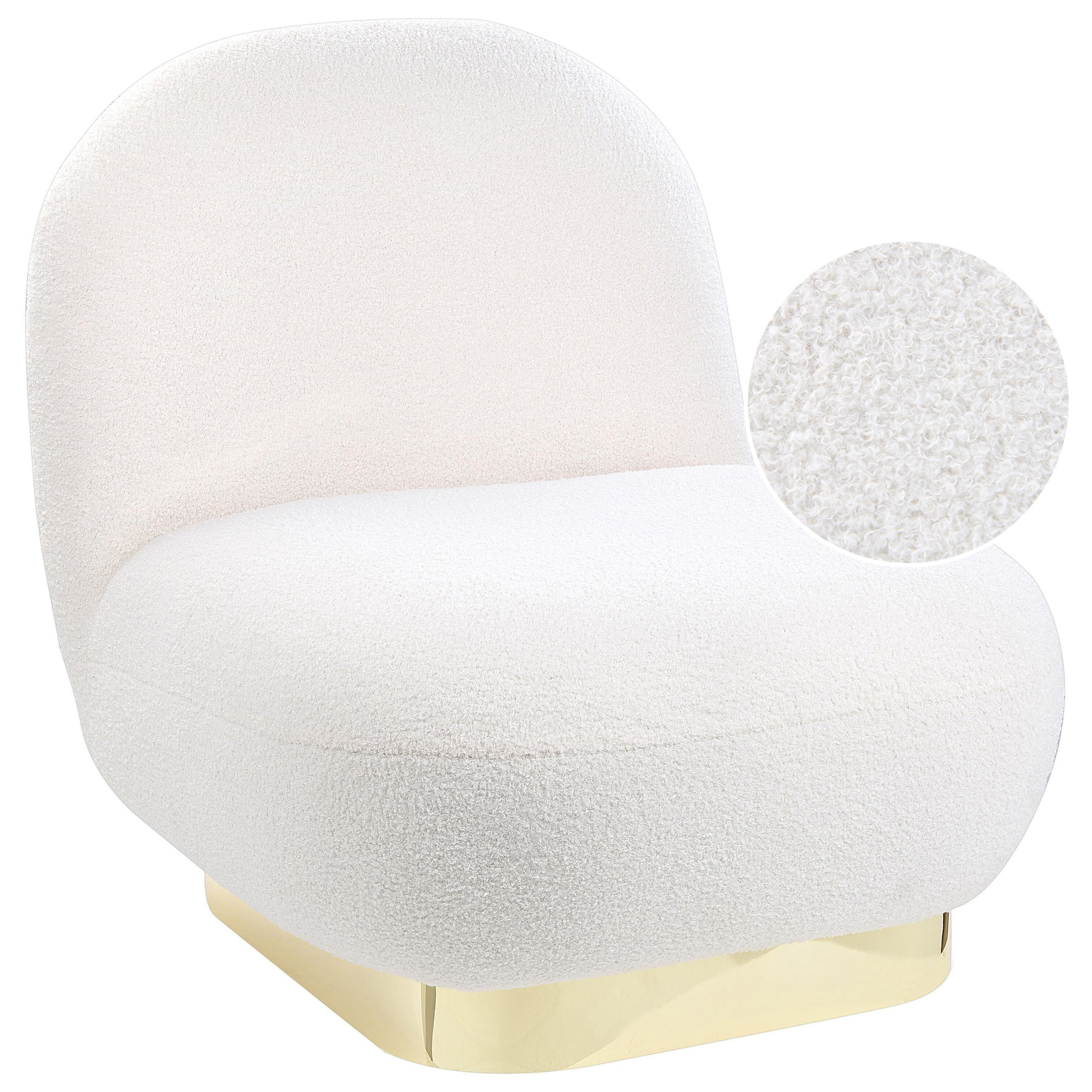 SESSEL Bouclé weiß/gold LovIisa - Goldfarben/Weiß, Textil (62/76/70cm) - Beliani