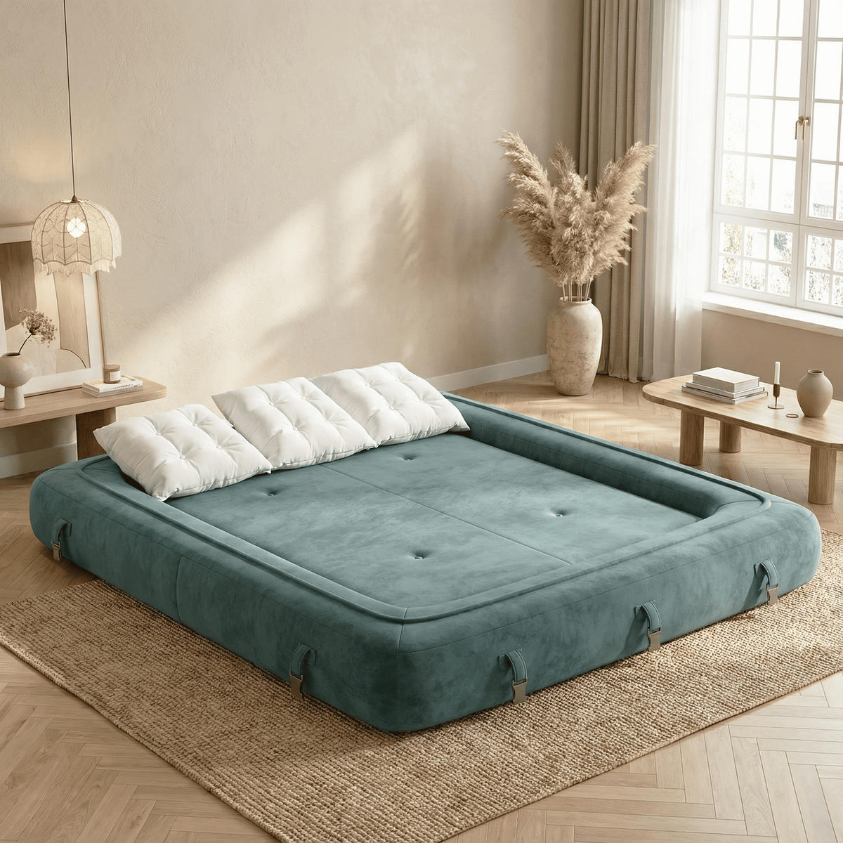 SCHLAFSOFA Okoa 2-Sitzer - Salbei und Weiß - Salbeigrün, Textil (120/60/120cm) - COCO Living