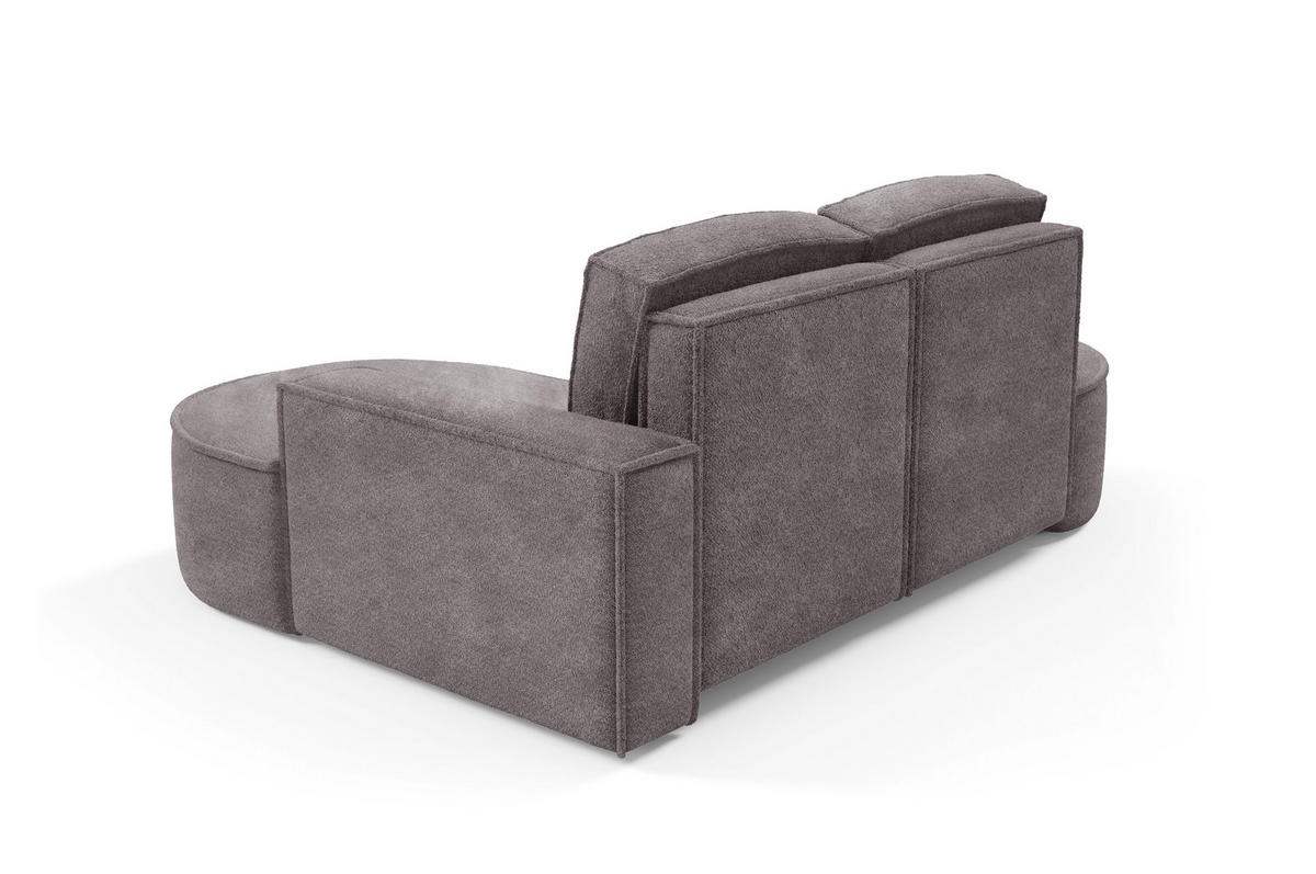 ECKSOFA MOLLY – Halbkreisförmig, Abriamo-Bouclé, Lose Kissen, Bouclé-Bezug, 210x157x88 cm, Links Grau Seide - Hellgrau, Holz/Textil (157/210cm) - DomoHome