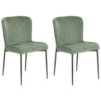 ESSZIMMERSTUHL 2er-Set Polsterbezug Grün Ada - Grün, Textil/Metall (49/82/48cm) - Beliani