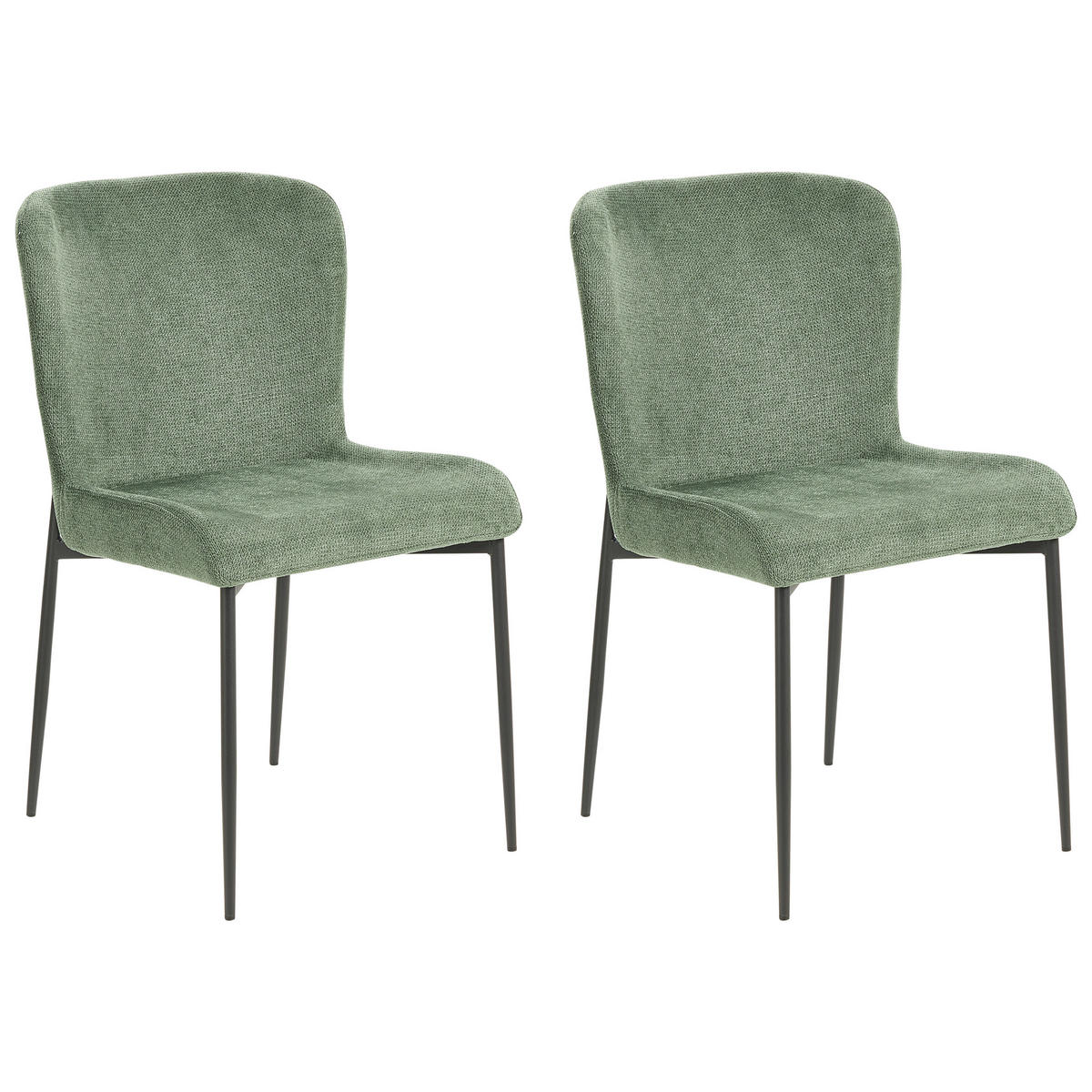 ESSZIMMERSTUHL 2er-Set Polsterbezug Grün Ada - Grün, Textil/Metall (49/82/48cm) - Beliani