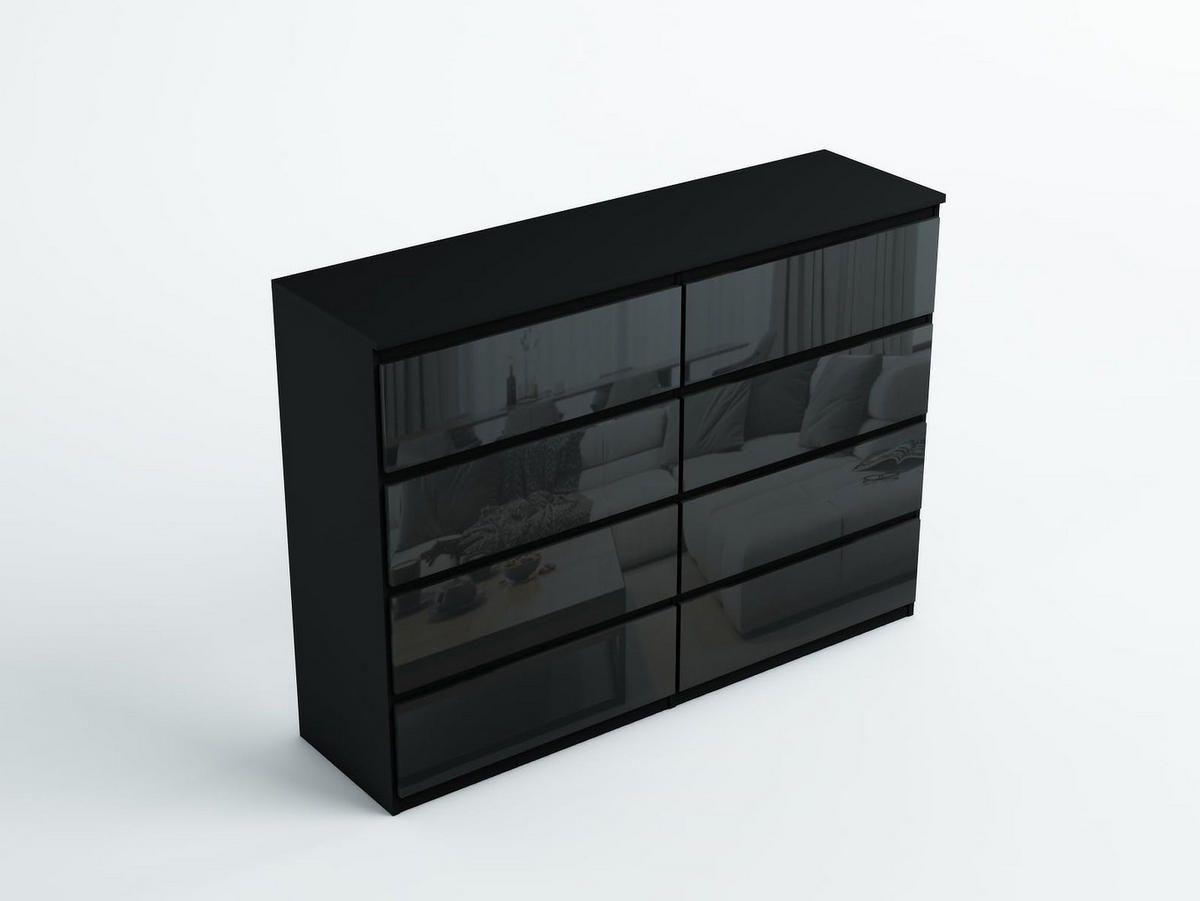 KOMMODE 120 Schwarz & Hochglanz 120x39x101,5 cm - Schwarz Hochglanz, Holzwerkstoff (120/101.5/39cm) - Mobelsta