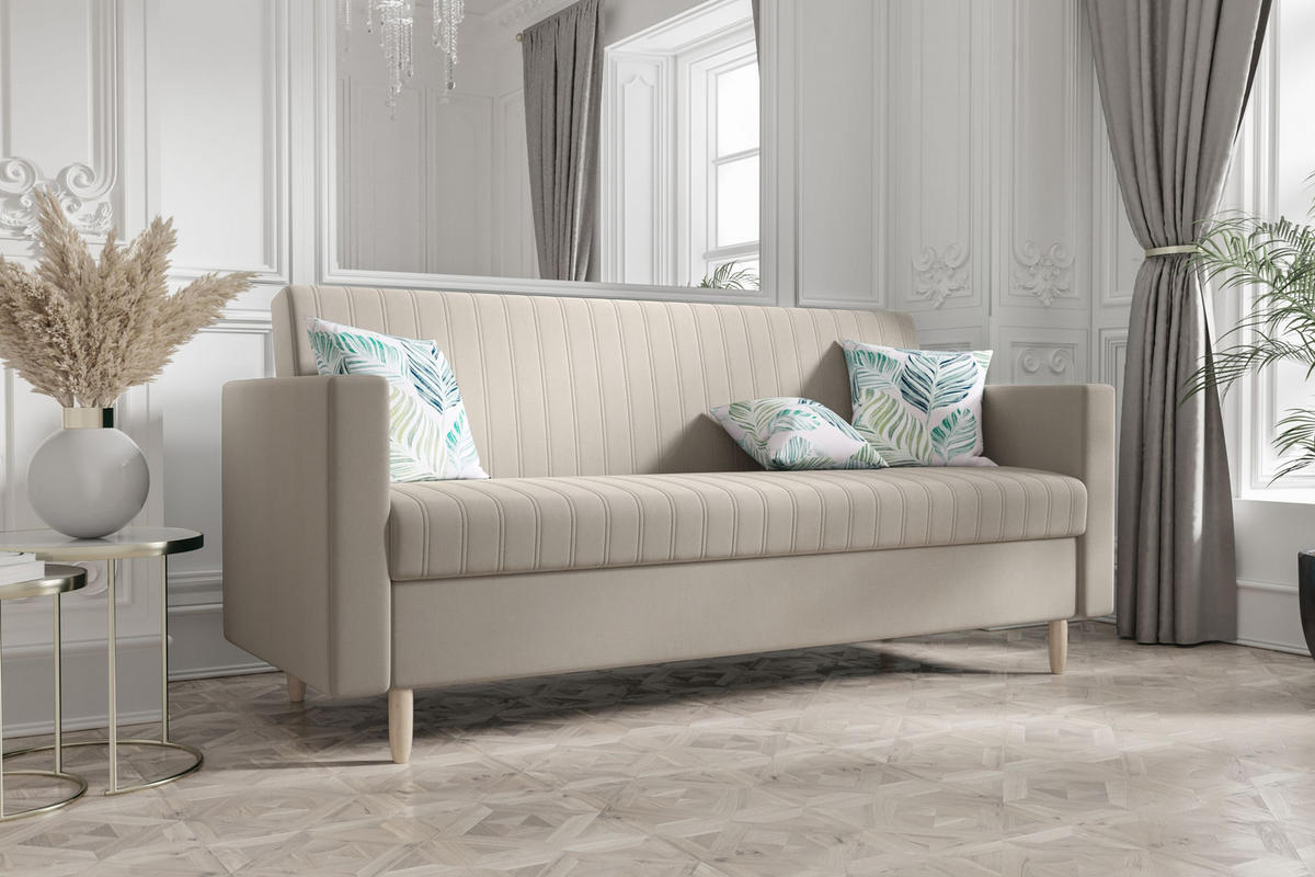 SOFA MELISA mit Schlaffunktion RIVIERA 16 mit Stauraum - Beige, Textil (87/95/216cm) - Bedante