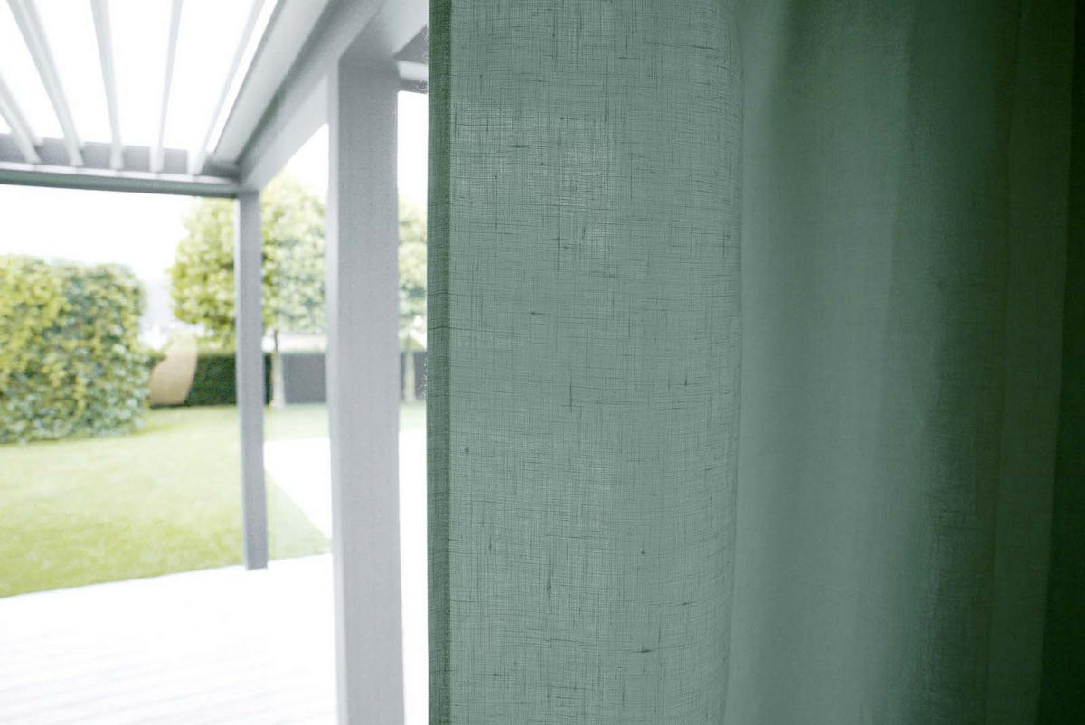 SCHLAUFENVORHANG reines Leinen mit verdeckten Schlaufen natural-mint 135/245 cm - Mintgrün, Naturmaterialien (135/255cm) - beties Heimtextil